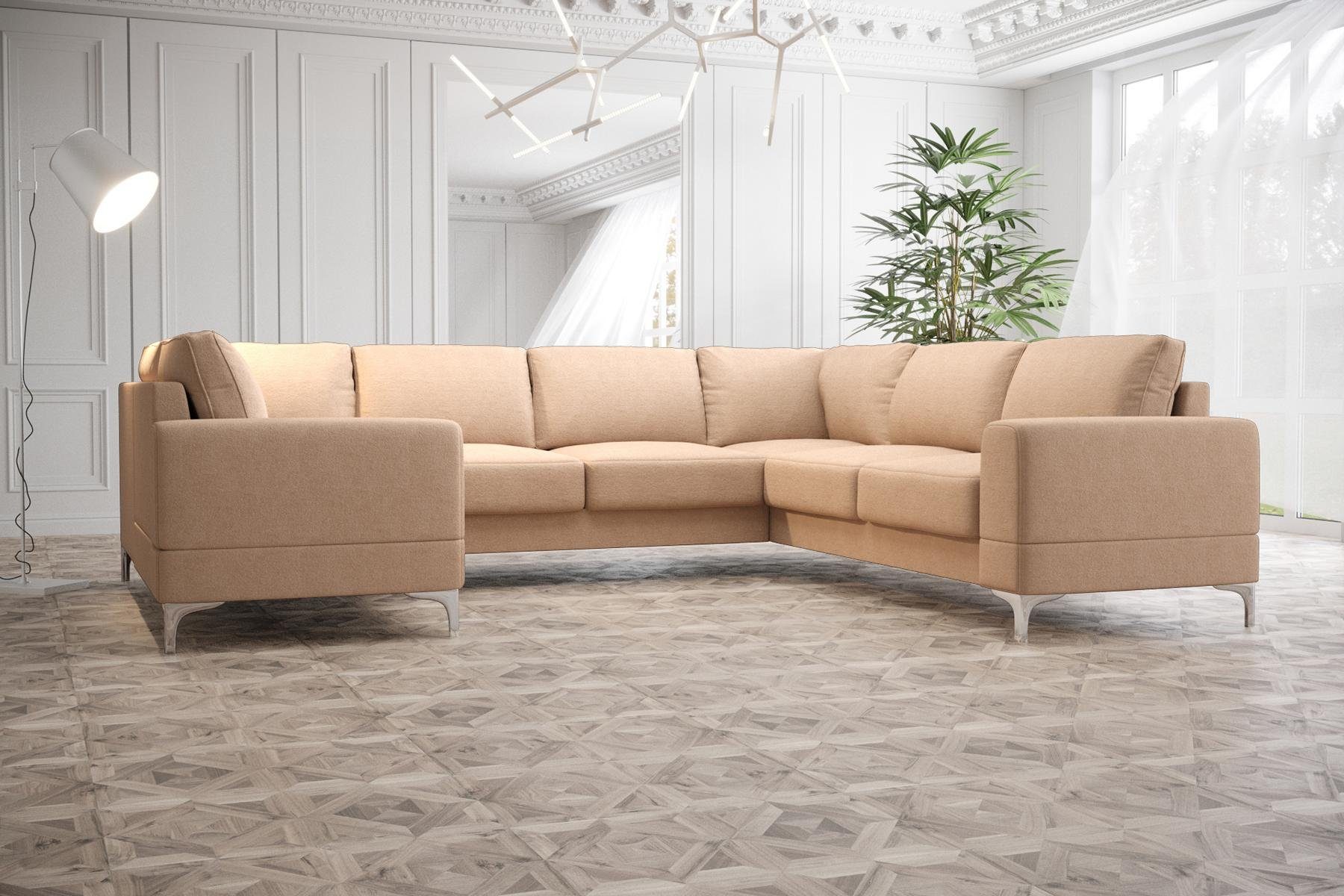JVmoebel Ecksofa Wohnlandschaft Polsterecke Sofa Couch Sofas Neu, Made in Europe Beige