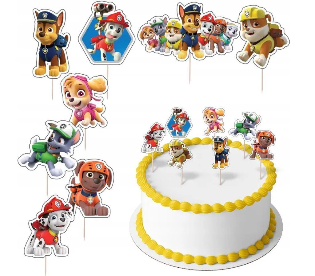Festivalartikel Tortenstecker Topper Paw Patrol Papier Figuren 8 Stueck