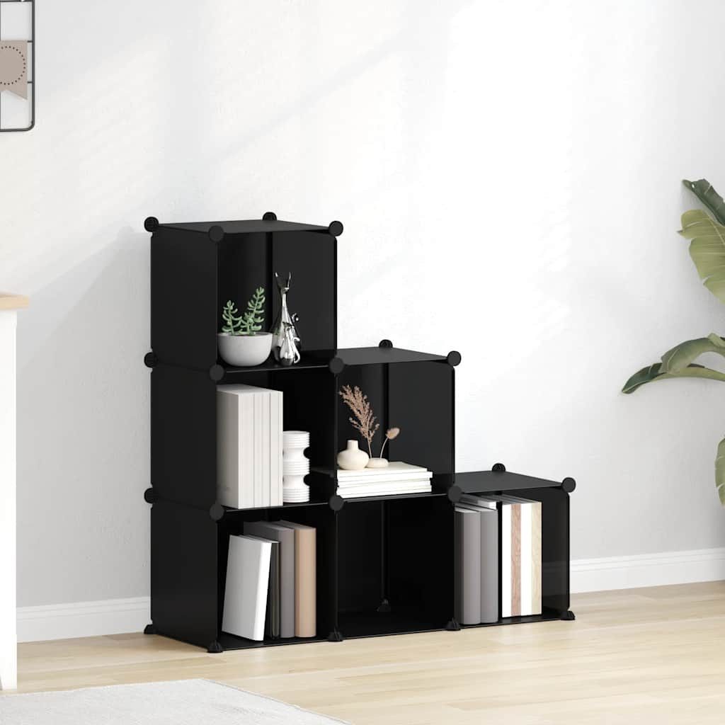 furnicato Regalwürfel Schwarzes Würfelregal aus PP-Kunststoff und Stahl 94,5x31,5x93 cm, 1-tlg.
