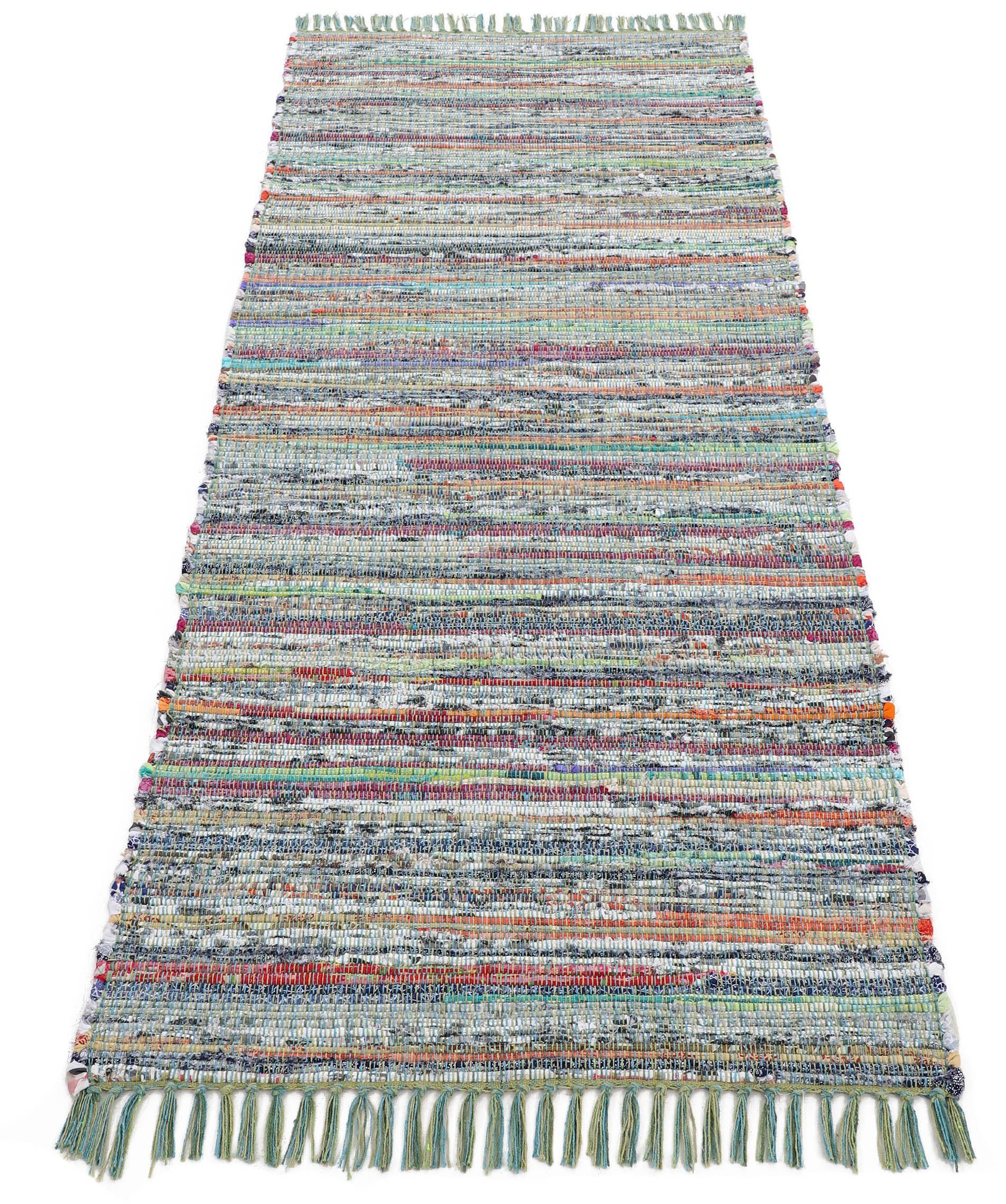 carpetfine Teppich Kelim Chindi, Wendeteppich, rechteckig, Höhe: 6 mm, handgewebt, Fleckerlteppich mit Fransen, auch vielen in Läufergrößen