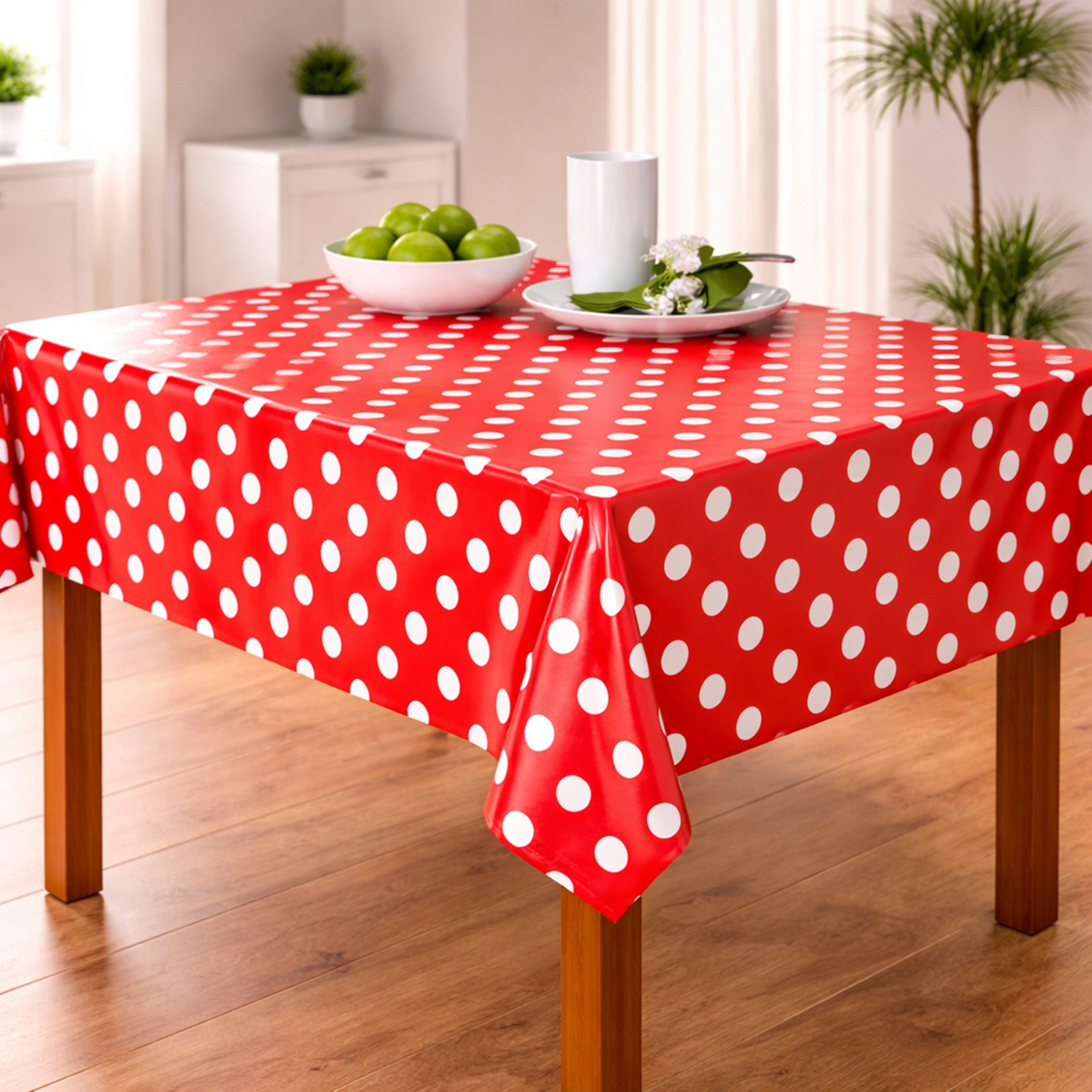 Melody Gartentischdecke Wachstuch Tischdecke Gartentischdecke Punkte rot abwaschbar eckig, fleckenabweisend, wasserabweisend, Glattes Gewebe