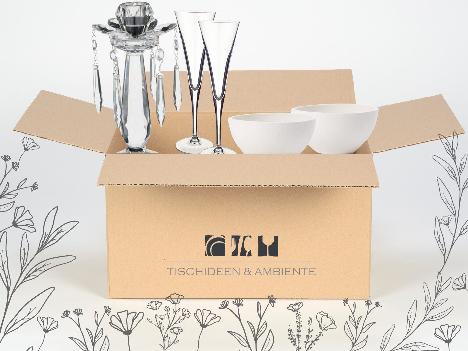 Villeroy & Boch Geschirr-Set Geschenkbox Romantik 4tlg, Premium Porcelain / Kristallglas