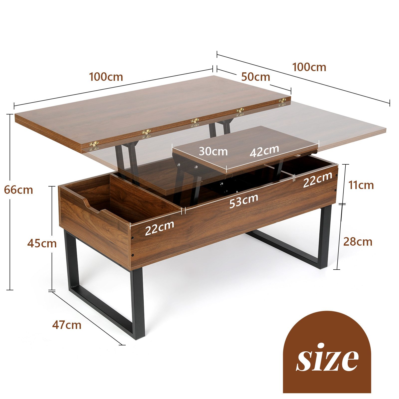 VOWNER Couchtisch 3-in-1 Mehrzweck-Wohnzimmertisch, höhenverstellbar, Essti günstig online kaufen