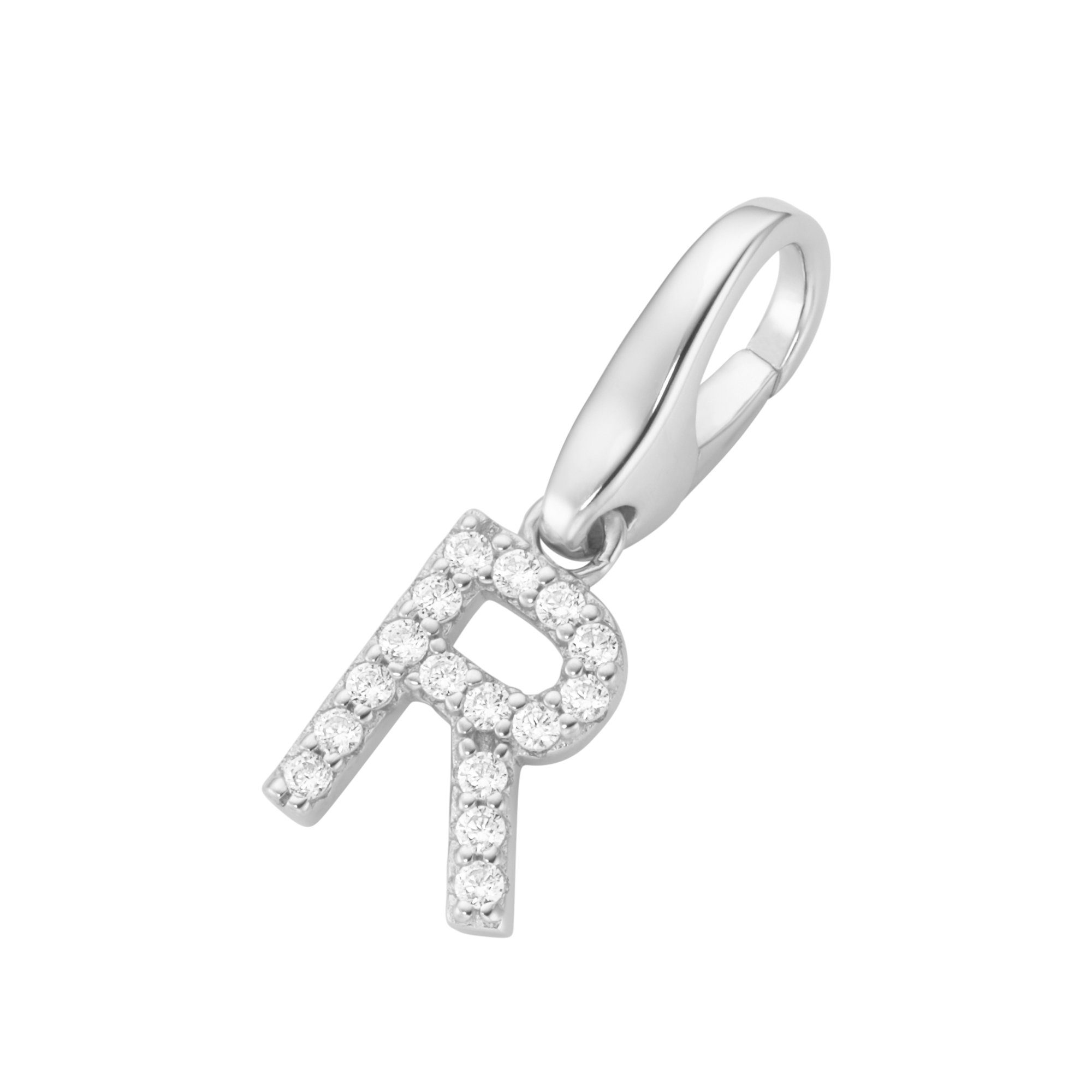 GIORGIO MARTELLO MILANO Charm Buchstabe Buchstabe R, Zirkonia Steine, Silber 925