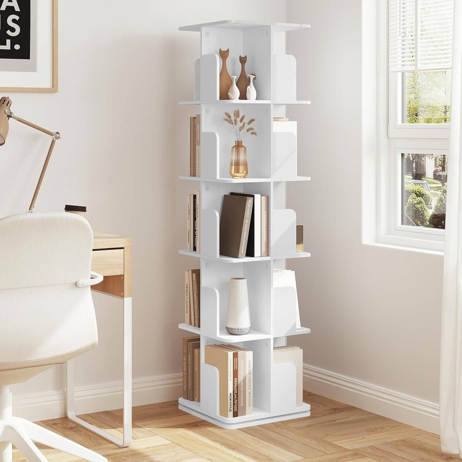 EUGAD Bücherregal, 1-tlg., Bücherschrank mit 5 Ebenen, 360° drehbar, 40x155 günstig online kaufen