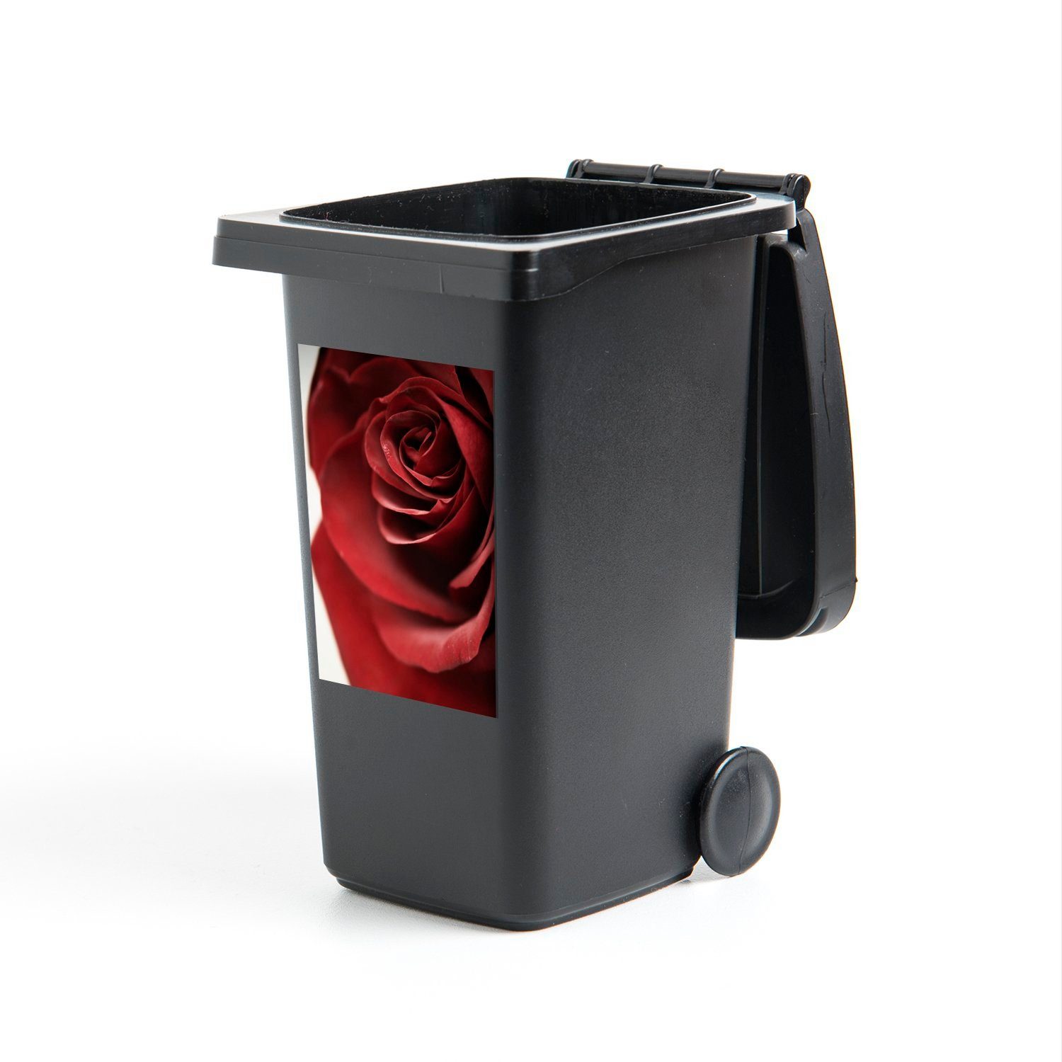 Mülleimer-aufkleber, - Wandsticker Container, Mülltonne, Blumen MuchoWow Abfalbehälter - Sticker, St), Rot Rose (1