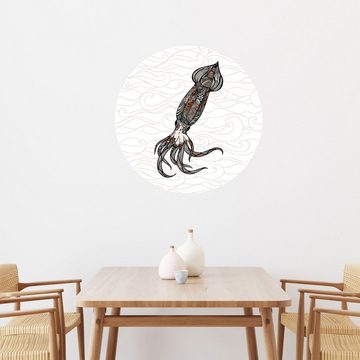 WallSpirit Wandsticker Wandaufkleber rund "Tintenfisch Mandala", Selbstklebend, rückstandslos abziehbar