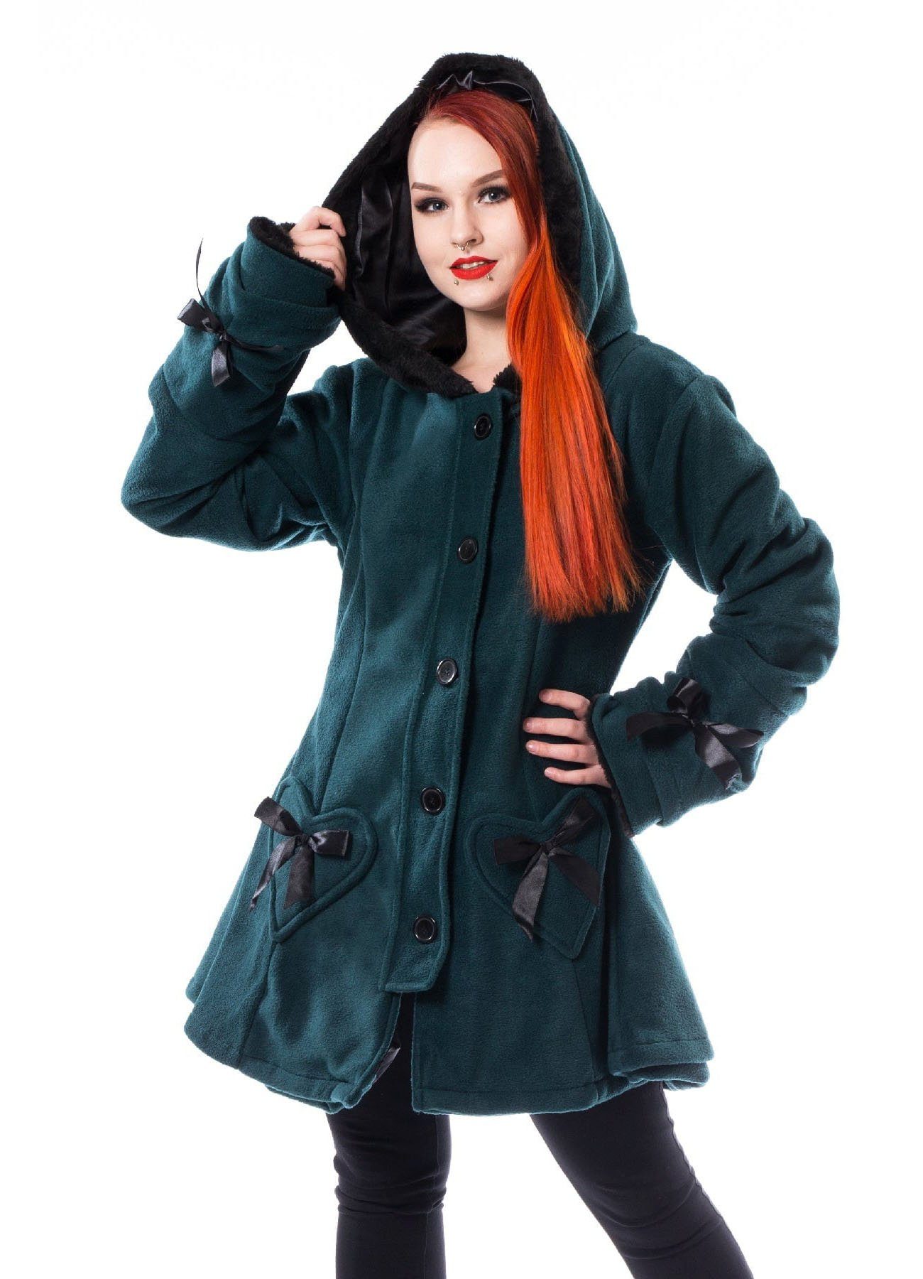 Poizen Industries Kurzmantel Alison Coat Seegrün Gothic Punk Metal Wintermantel