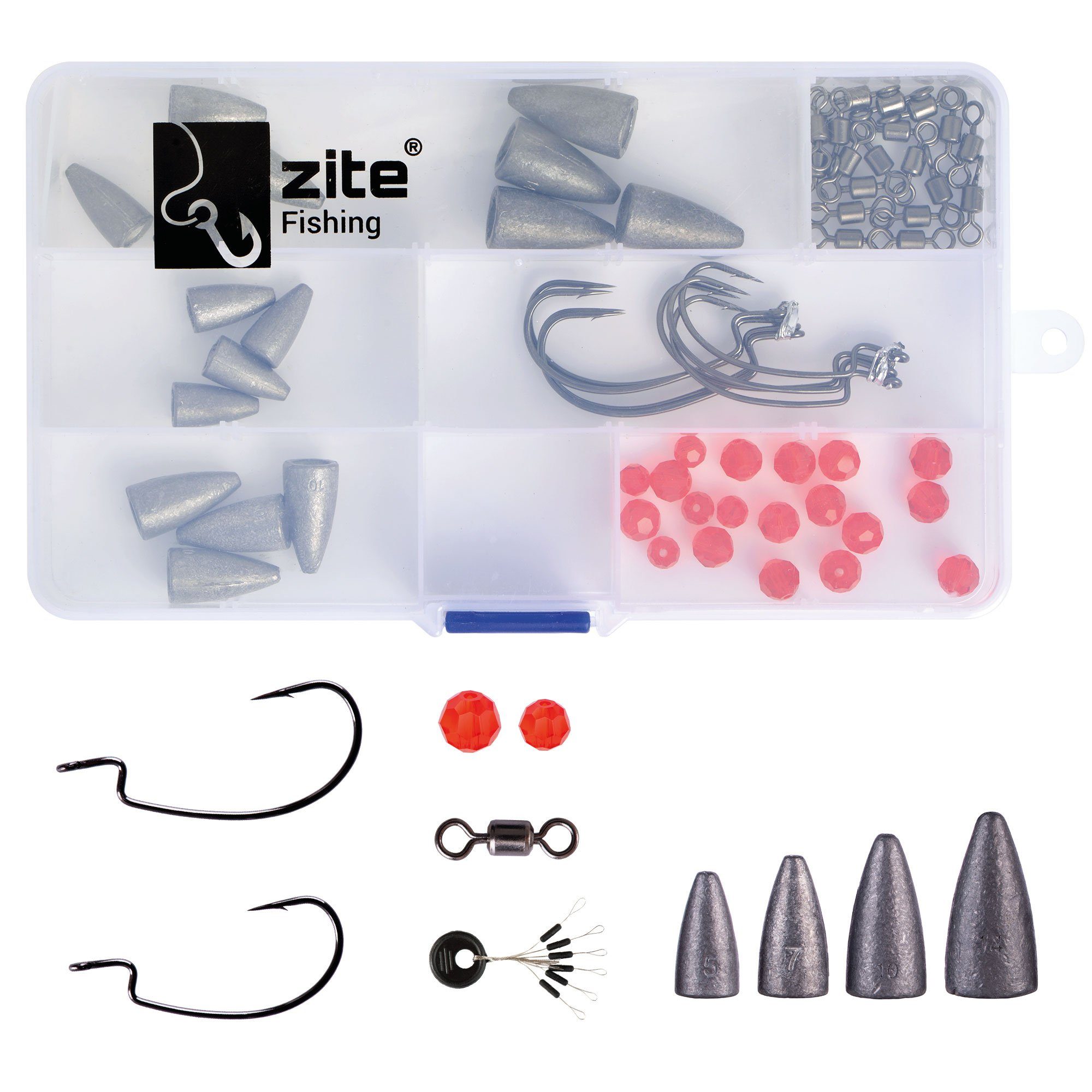 Angelwirbel Carolina & Texas Rig Set - 70-teiliges Drop Shot Finesse Sortiment