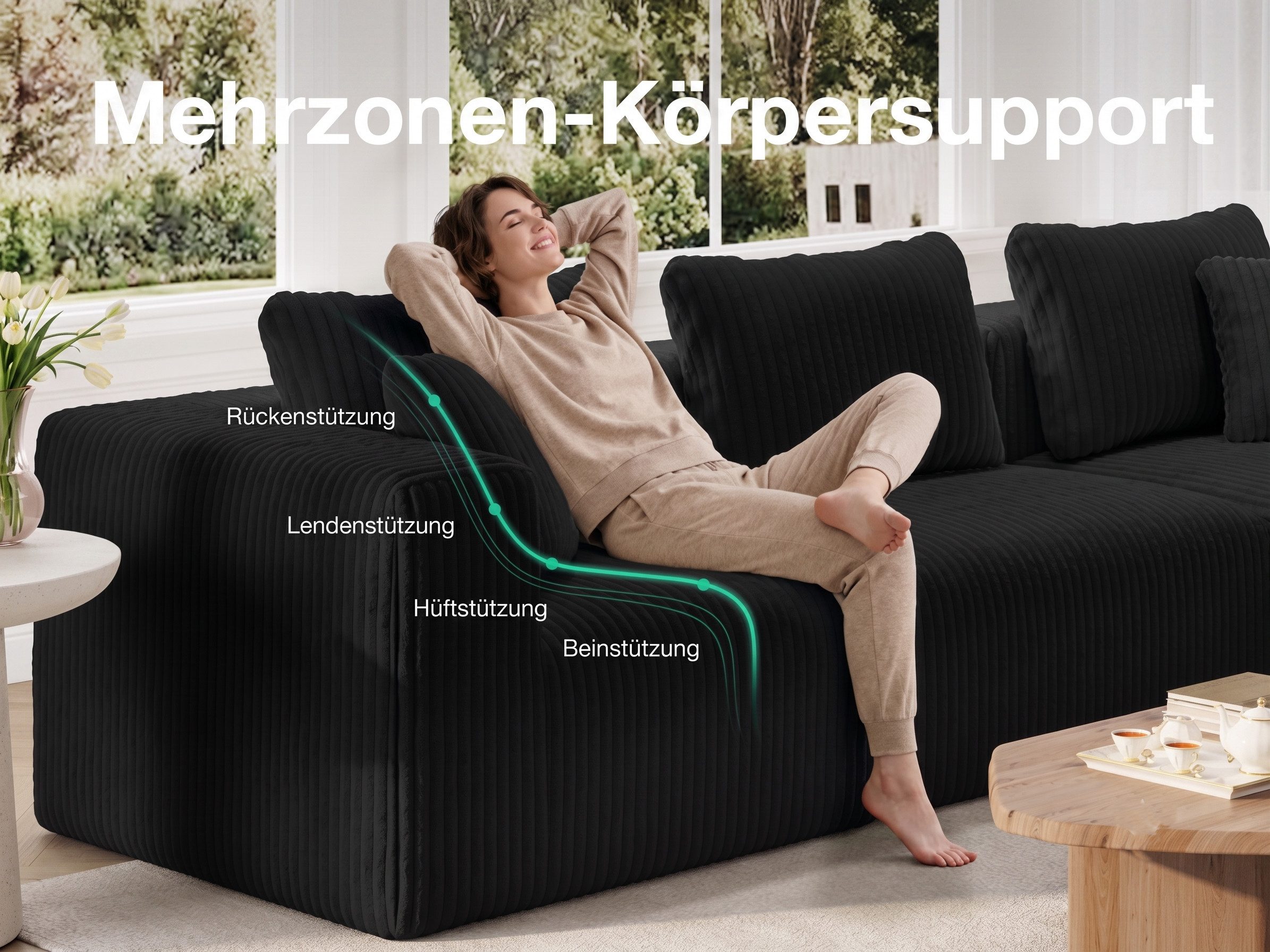 Novilla Ecksofa Modulares Ecksofa, Wolken-Sofa mit Smarts Coil®-Unterstützung, 1 Teile, für Wohnzimmer, Wohnung und Schlafzimmer, Keine Montage erforderlich