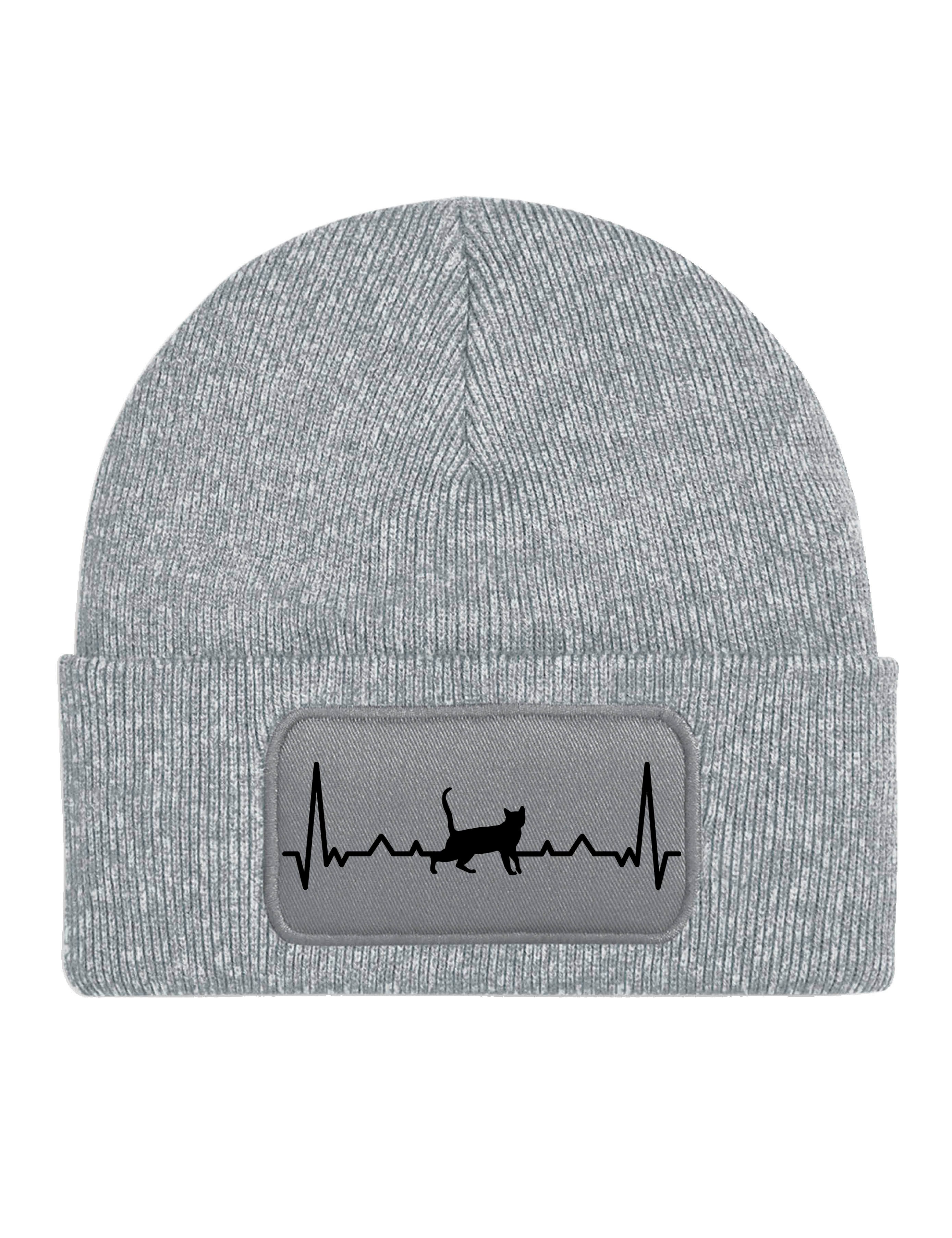 Youth Designz Beanie Heartbeat Katze Unisex Beanie Mütze mit trendigem Fron günstig online kaufen