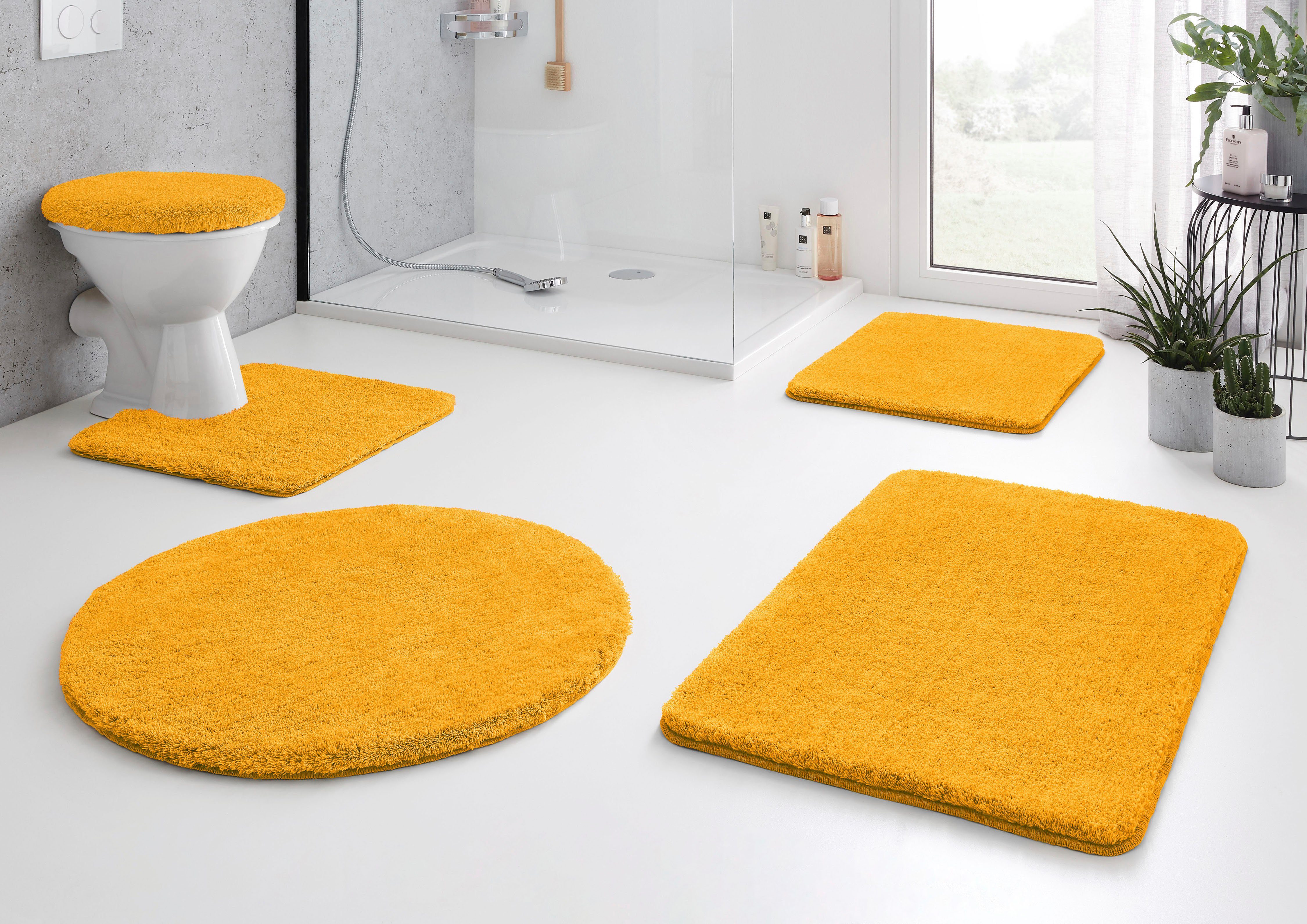 Kleine Wolke Badematte RELAX, Höhe 30 mm, rutschhemmend beschichtet, fußbodenheizungsgeeignet, Polyacryl, quadratisch, WC Vorleger mit Ausschnitt, Badteppich, Uni Farben, rechteckig, rund & als Set erhältlich