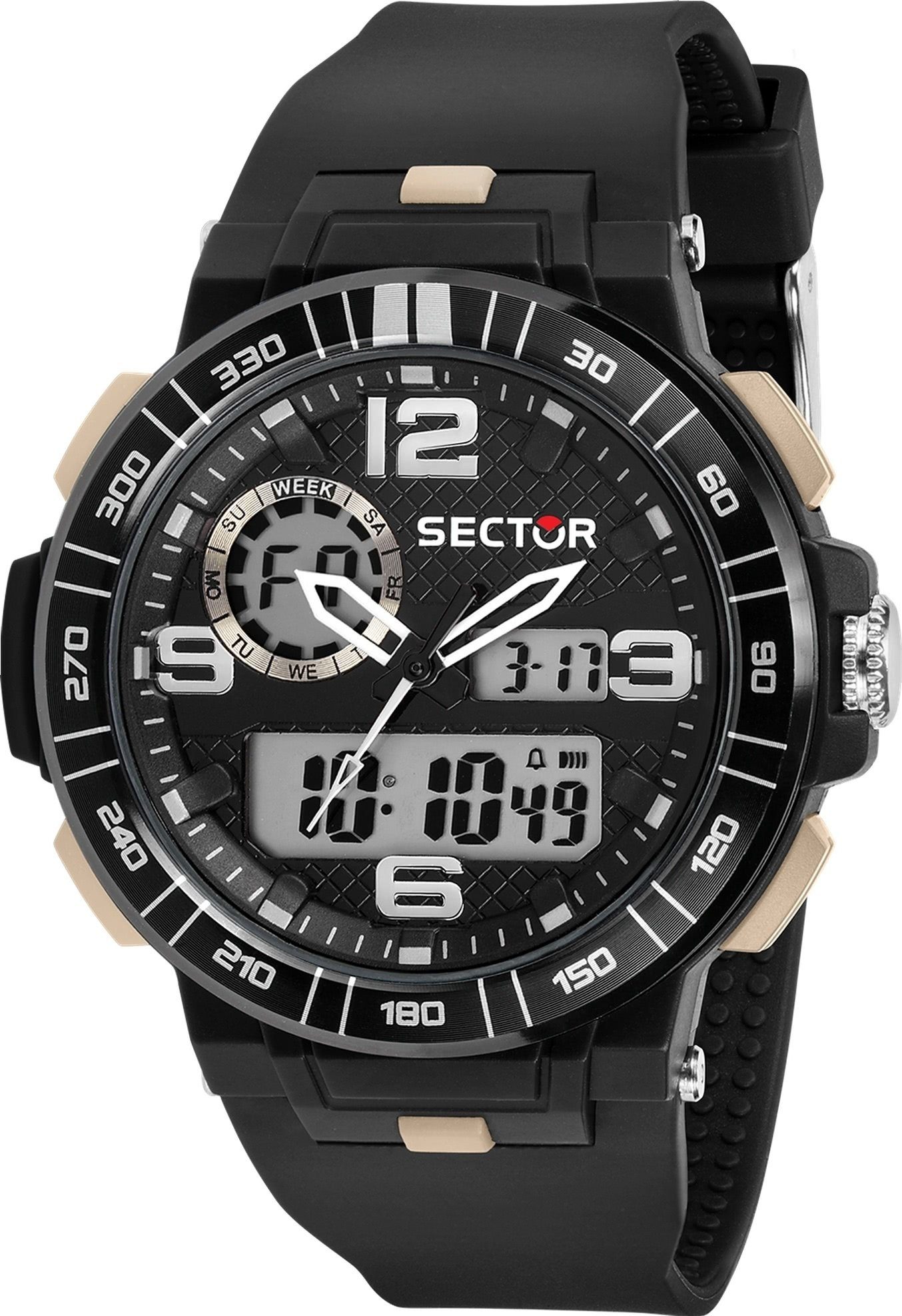 Sector Casual schwarz, Armband Sector Digitaluhr (ca. Armbanduhr PUR Herren Armbanduhr Digital, eckig 40,3x39,7mm) Herren