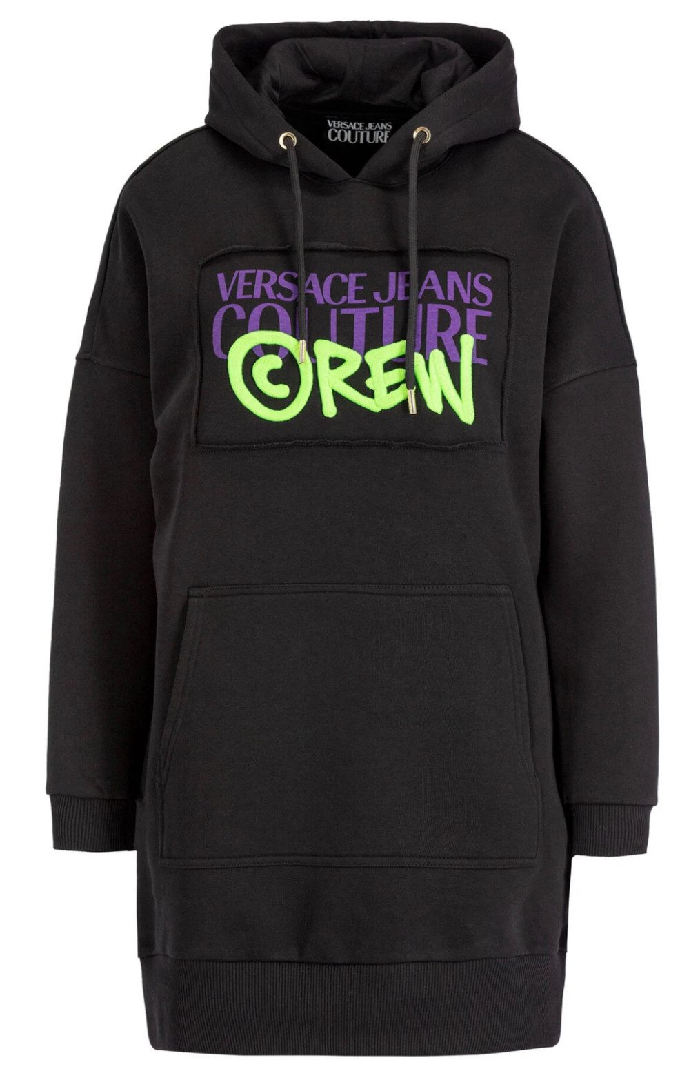 Versace Sweatkleid Jeans Couture Hoodie-Kleid Kapuzenkleid Kängurutasche vorn für lässige Optik und Funktion