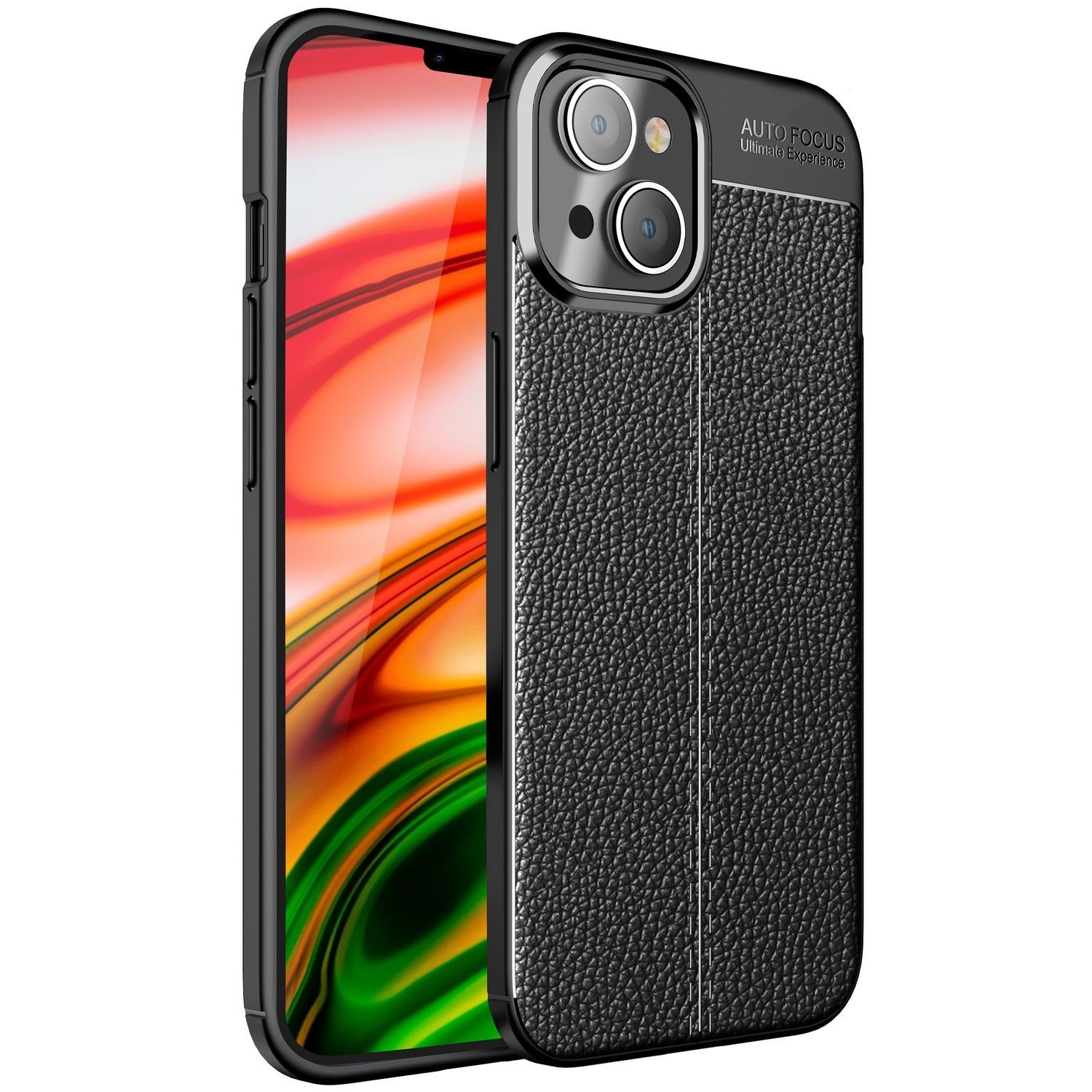 Nalia Smartphone-Hülle Apple iPhone 14 15,5 cm (6,1 Zoll), Leder-Look Silikon Hülle / Anti-Fingerabdruck / Kratzfest / Rutschfest