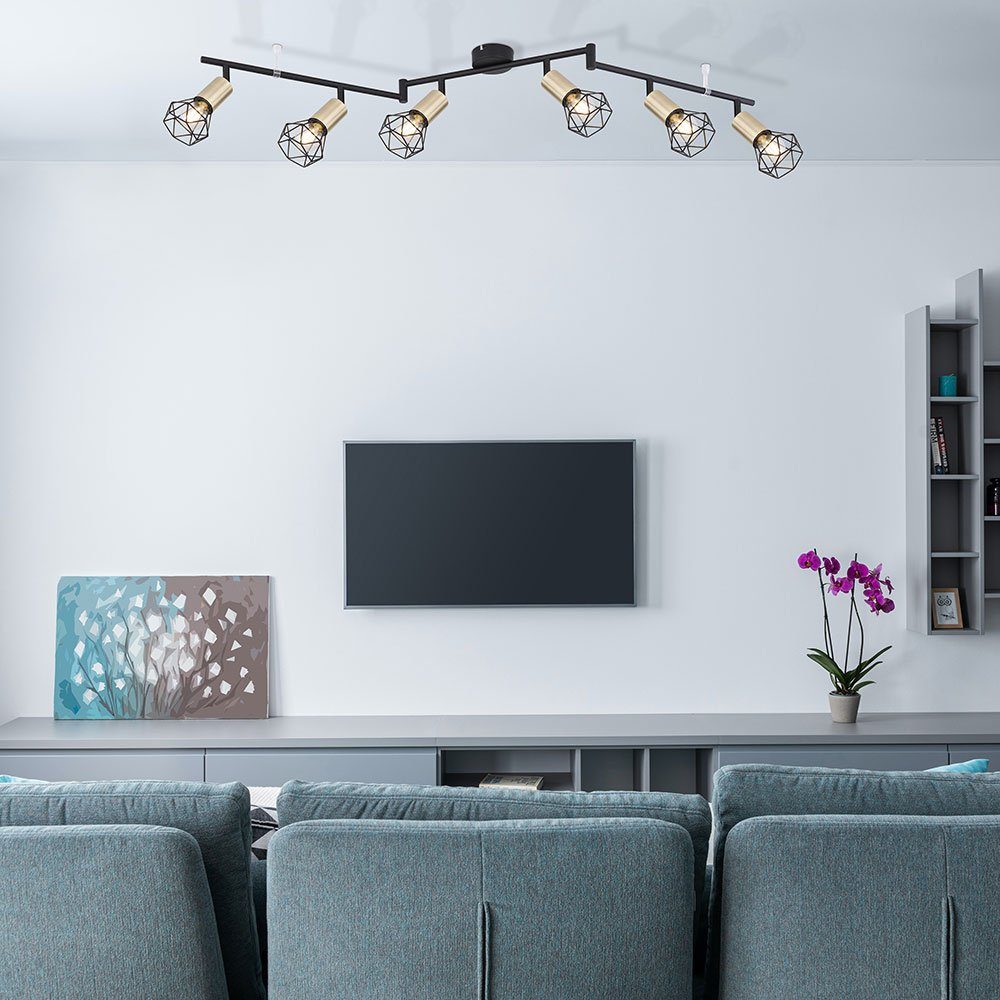 6 Spotleuchte Leuchtmittel Metall LED Deckenleuchte schwarz Flammig Deckenleuchte, inklusive, etc-shop nicht Wohnzimmerlampe