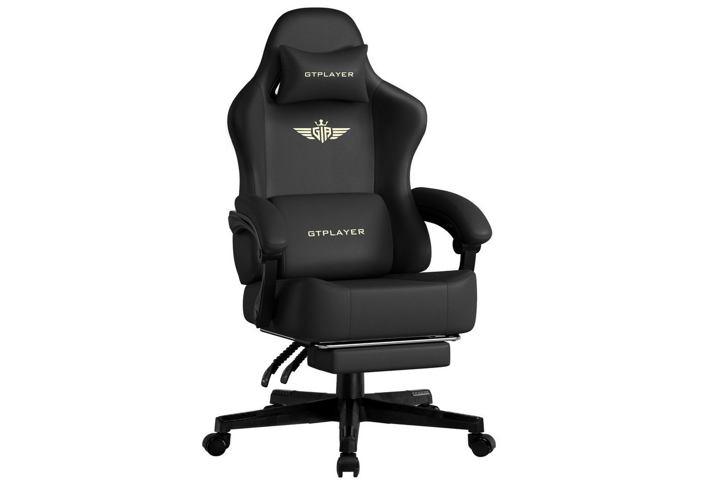 GTPLAYER Gaming-Stuhl Atmungsaktiver Bürostuhl, ergonomisch Hochwertiger - Stoff/Kunstleder, 160° Verstellbare Rückenlehne und ausziehbare Fußstütze