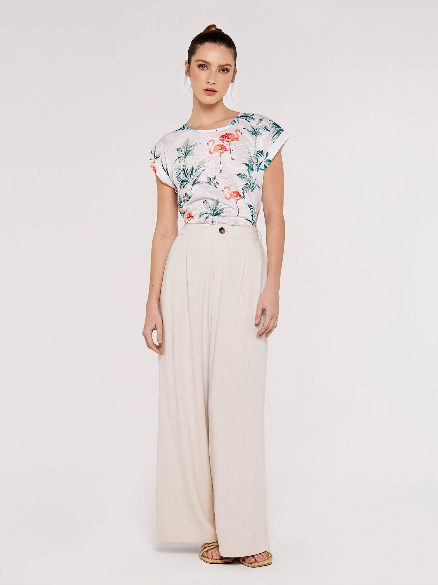 Apricot T-Shirt Flamingo Palms Oasis Slub günstig online kaufen