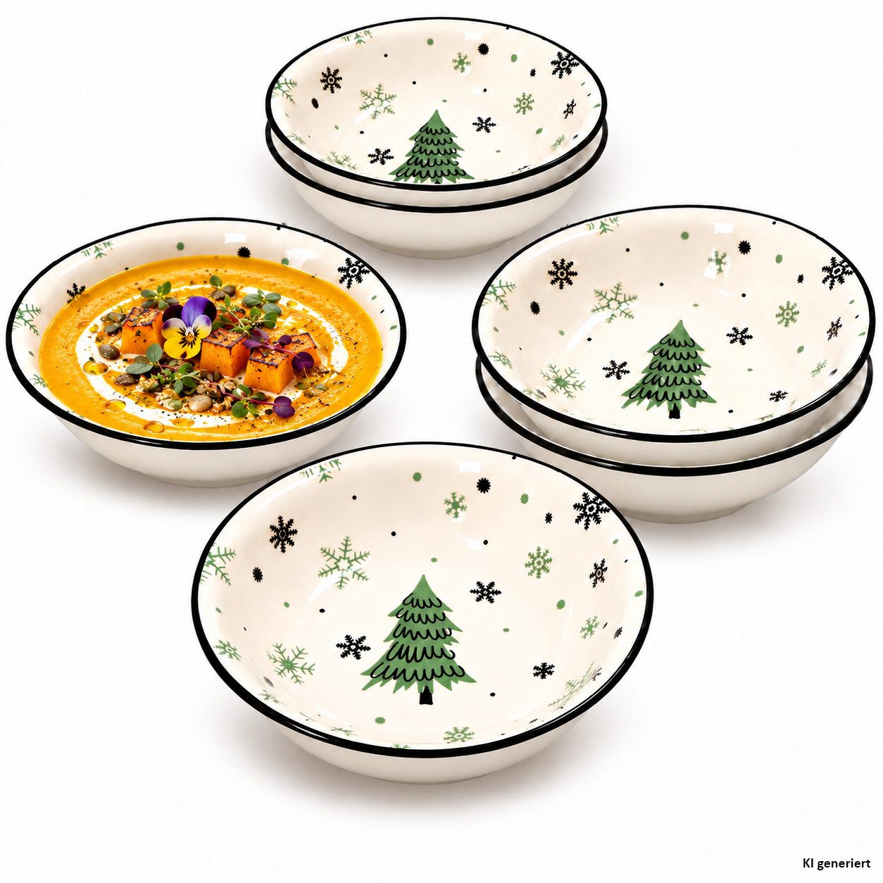 MamboCat Suppenteller 6er Set Suppenteller Weihnachtsbaum 21cm - 23105712 – Bild 2 von 5