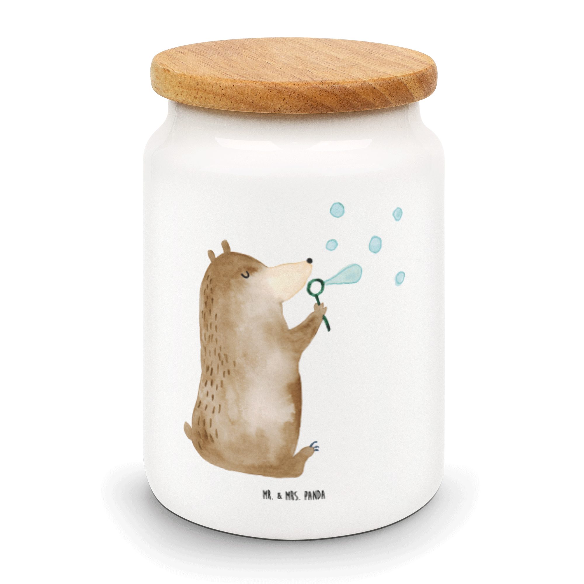 Mr. & Mrs. Panda Weiß Keramik, Vorratsdose, Bär Teddybär, Seifenblas, (1-tlg) Vorratsdose Seifenblasen Geschenk, - 