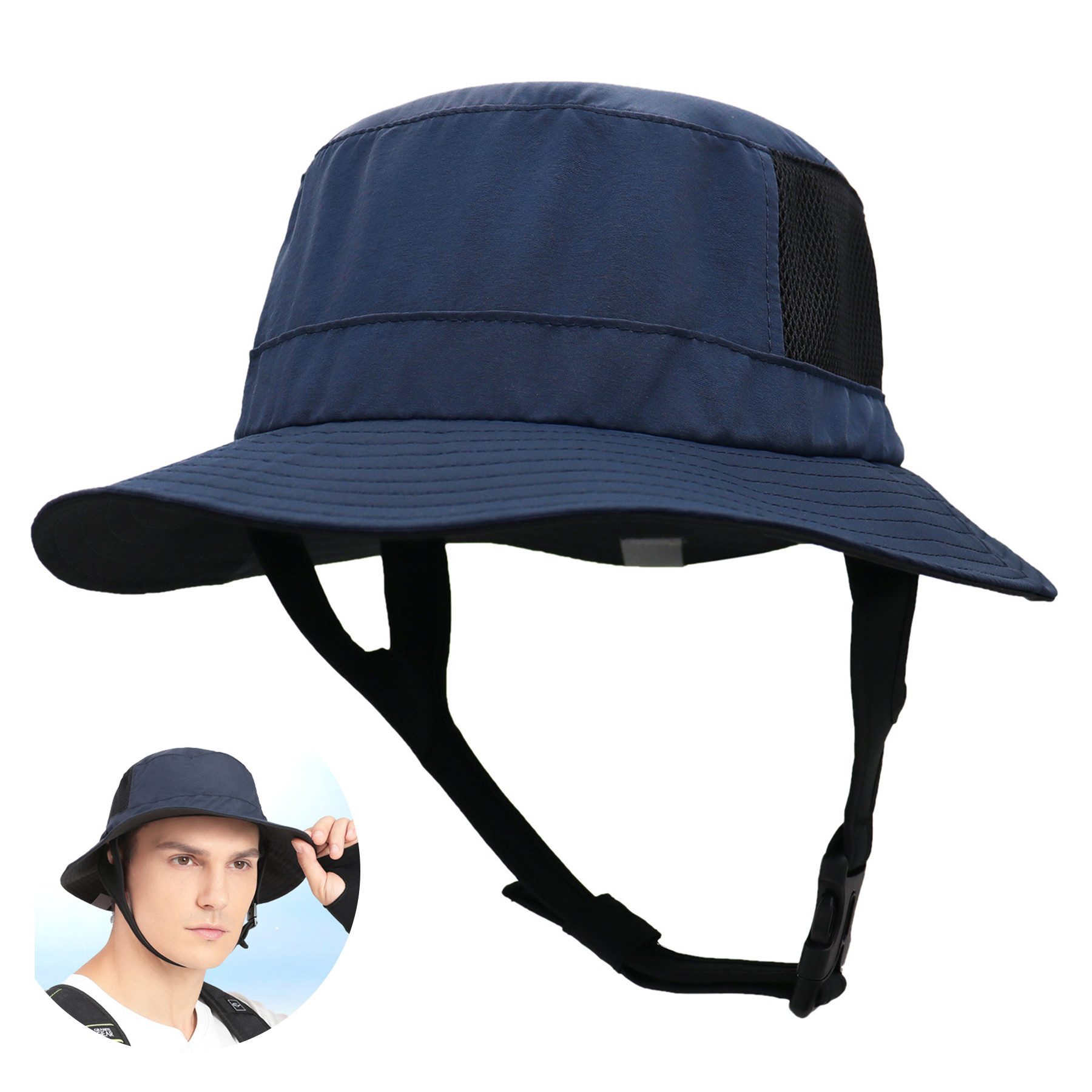 Mutig Sonnenhut Sonnenhut Unisex, Faltbar Safari Hut UV Schutz, Fischerhut mit breiter (Mit reflektierendem Streifen, wasserdicht, verstellbar, atmungsaktiv, für Outdoor-Abenteuer, Wandern, Angeln, Safari, leicht verstaubar)