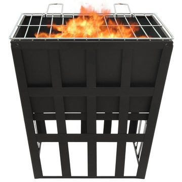 vidaXL Feuerkorb 2-in-1 Feuerstelle und Grill 34x34x48 cm Stahl