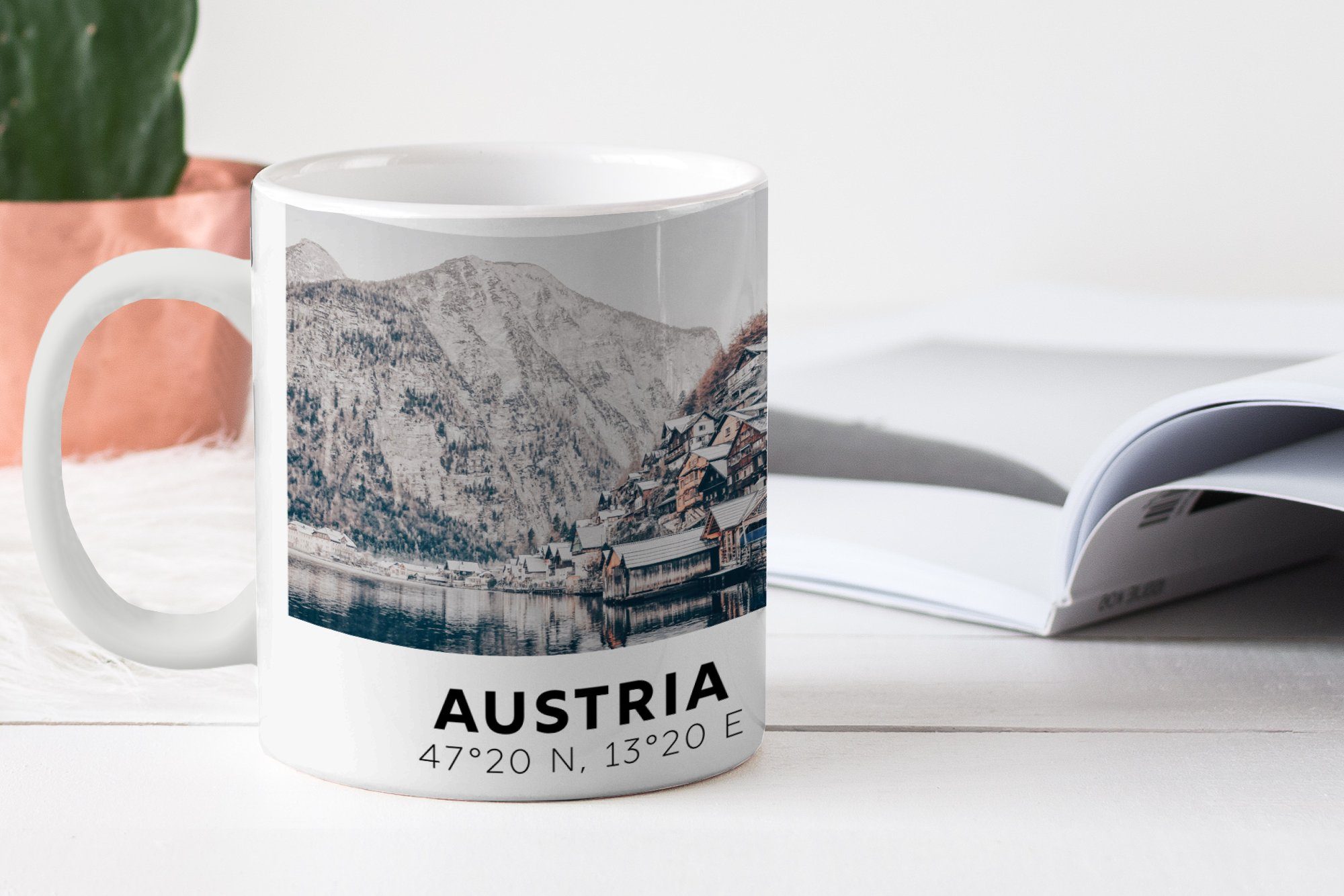 MuchoWow Tasse Österreich - Keramik, Teetasse, Alpen Teetasse, Geschenk - Wasser Becher, - Berg, Kaffeetassen