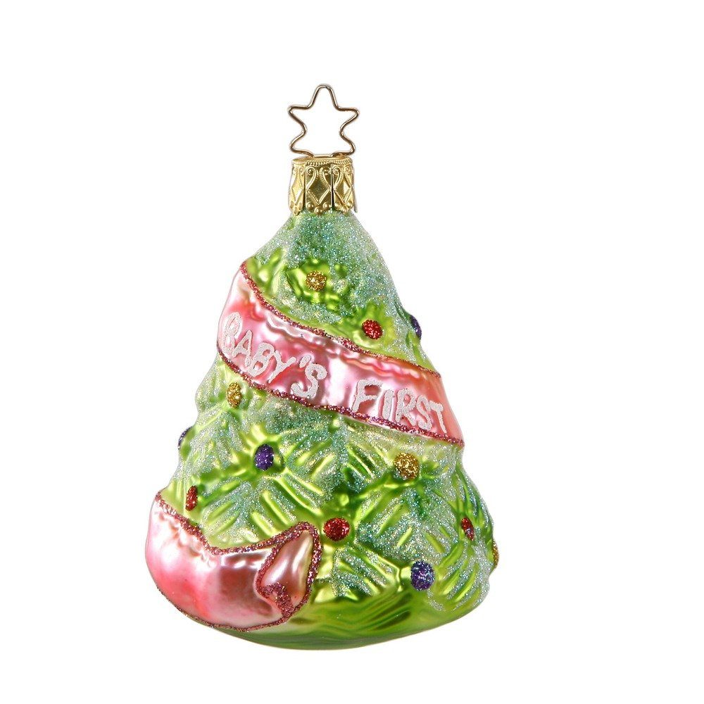 INGE-GLAS® Christbaumschmuck, Christbaumschmuck Glas Babys erstes Stück 1 9cm rosa Weihnachten