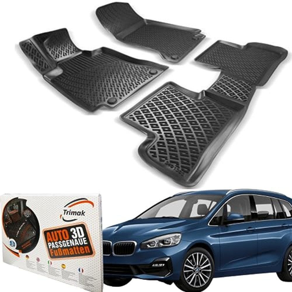 Trimak Passform-Fußmatten Oder Kofferraumwanne Oder Set kompatibel mit BMW 2, BMW 2 F46 Gran Tourer 2015-2022 Gummimatten Auto TPE Allwetter