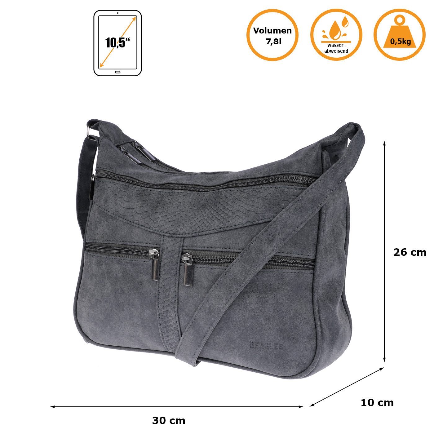 Christian Wippermann Umhängetasche Damen Tasche Schultertasche Umhängetasche Crossover (einzeln), Bag Leder Optik Handtasche