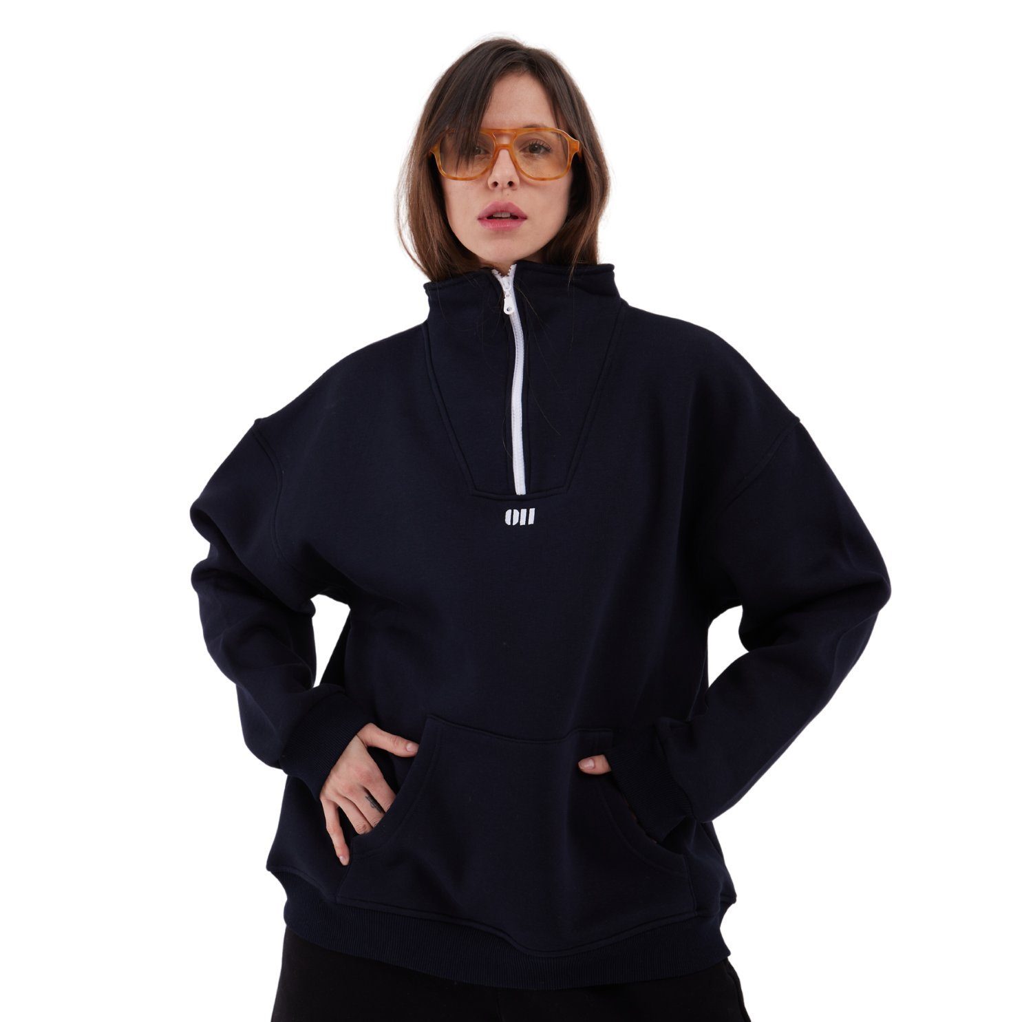 COFI Casuals Sweater Zipper Damen Sweater Cotton Sweatshirt halbem Reißvers günstig online kaufen