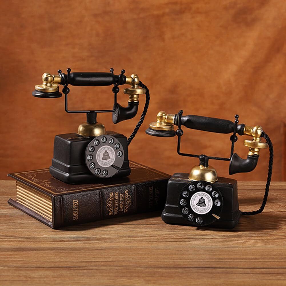 MOPUEA Dekoobjekt Retro-Telefonmodell Schreibtisch Ornament-Vintage Antike Telefon, Harz (18.5*8*16cm, Vintage-Telefon, Statue, Künstlerfigur, Café-Bar, 1 St.,  – Bild 4 von 5
