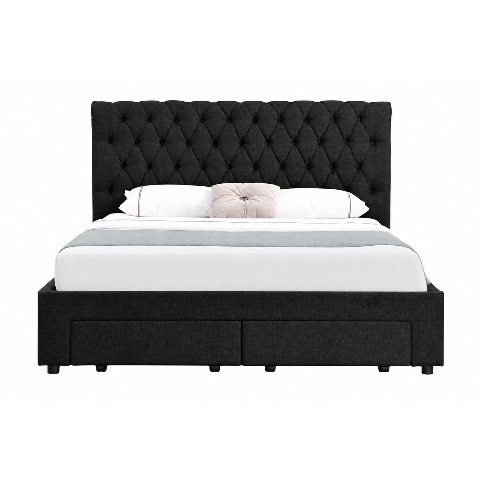 HTI-Living Polsterbett Polsterbett Claire 180 x 200 cm Anthrazit (Set, 1-tlg., 1 Bettgestell inkl. Rollrost und 4 Schubkästen), Doppelbett mit Stauraum, inkl. 4 Schubkästen
