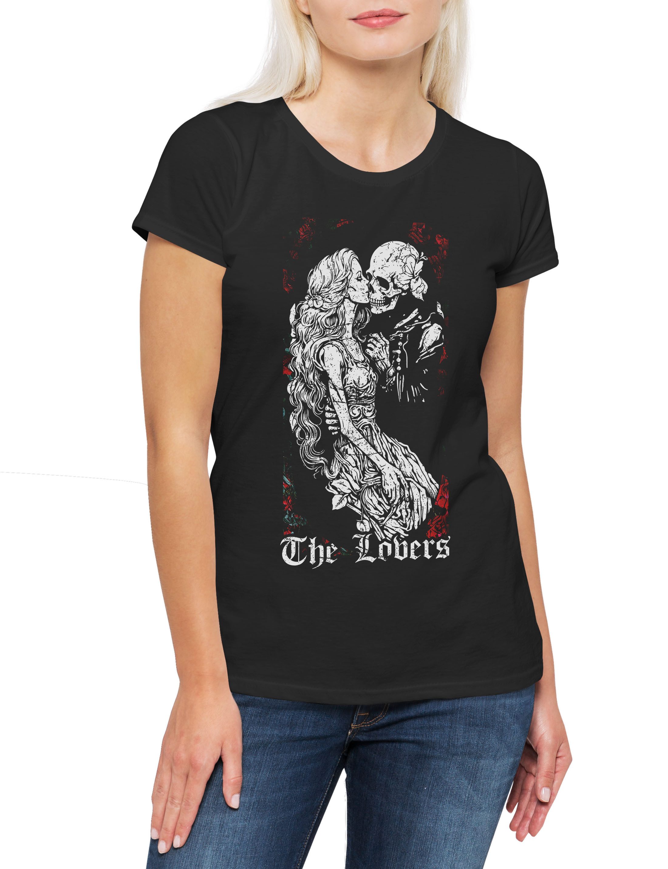 Print-Shirt Tarot B The Lovers Damen T-Shirt Set Card Karte Deck Arcana Voodoo