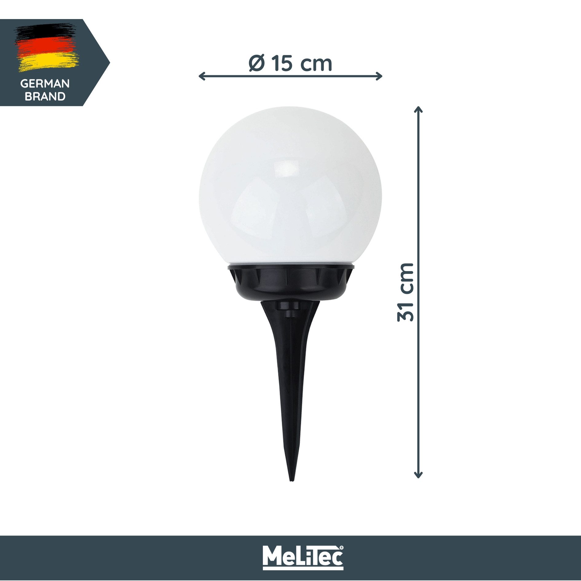 MeLiTec LED Solarleuchte SO16-2 - 3er Set, LED wechselbar, Durchmesser 15cm, bernsteinfarben, Leuchtdauer bis 5h, IP67 Kunststoff