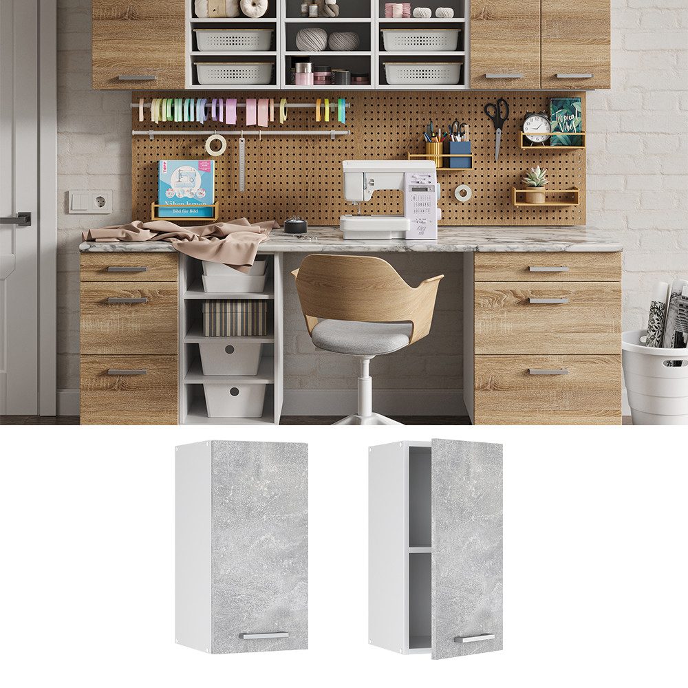 Vicco Schranksystem R-Line, Beton/Weiß, 30 cm günstig online kaufen