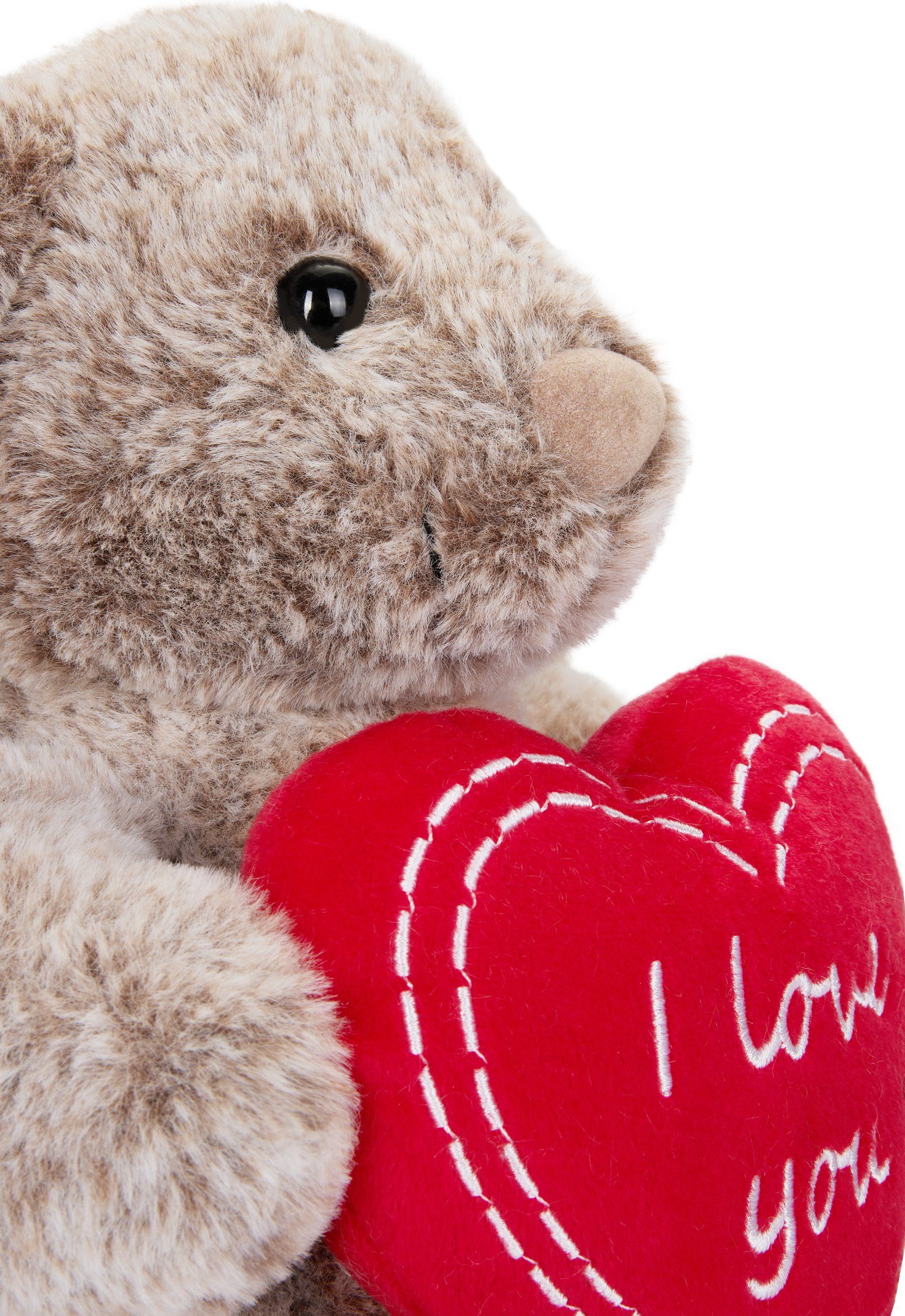 BRUBAKER Kuscheltier Hase mit Schlappohren und I Love You Herz Rot (1-St., Geschenk-Set), 28 cm Plüschhasen Geschenk - Stofftier Kuschelhase - Plüschtier