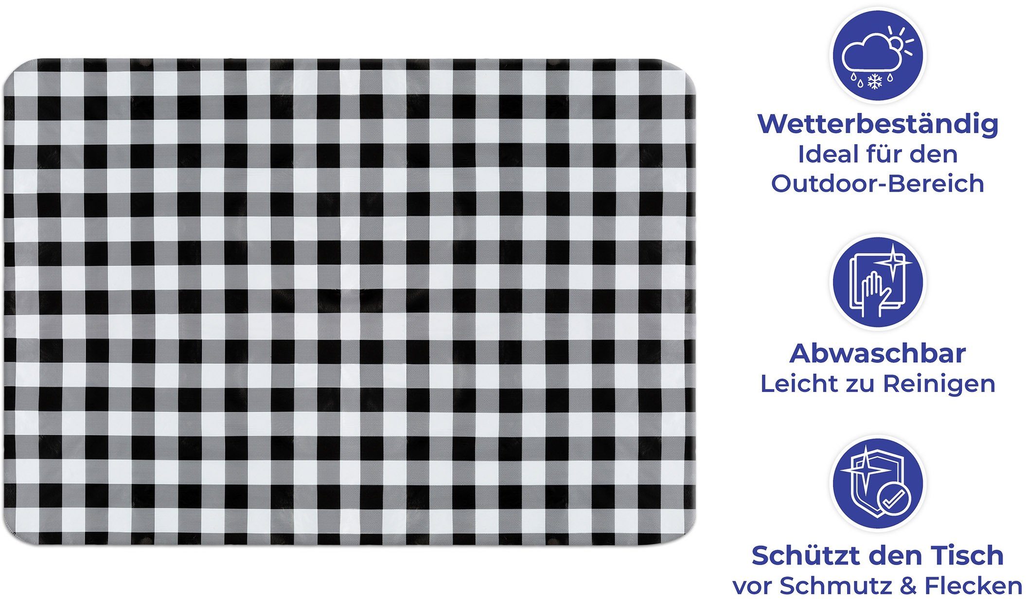 Maximex Tischdecke zuschneidbar witterungsbeständig, schwarz/weiß & (1-tlg), cm 140x180