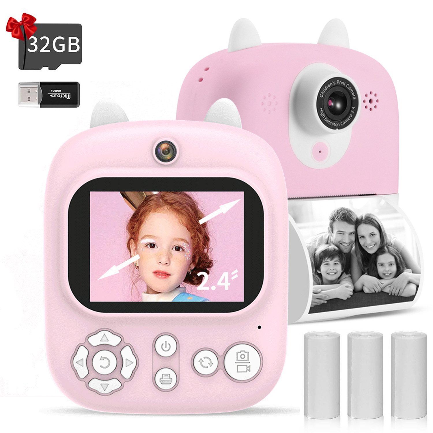 1080P Sofortbildkamera für Kinder, 2,4 Zoll Display Kinderkamera Sofortbildkamera