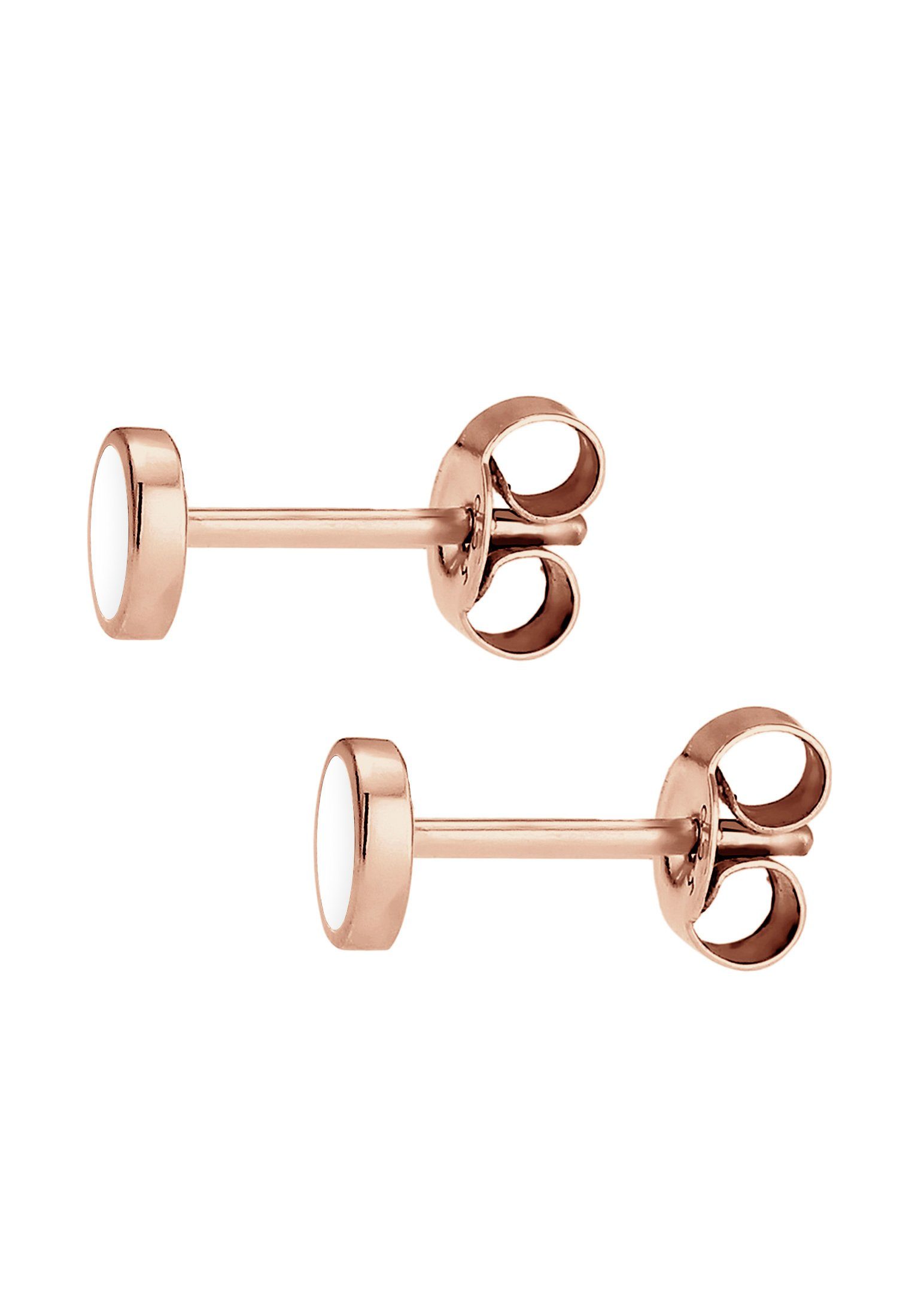 Basic Elli Emaille Geo, Rosegold Silber, Kreis Paar Ohrstecker Rund 925 Kreis Geo