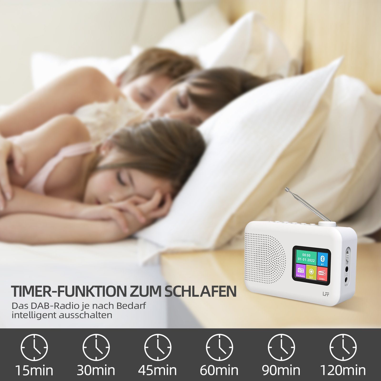 Radio mit RDS Farbdisplay UKW Bluetooth (DAB) awortek mit DAB Weiß Digitalradio Digitalradio