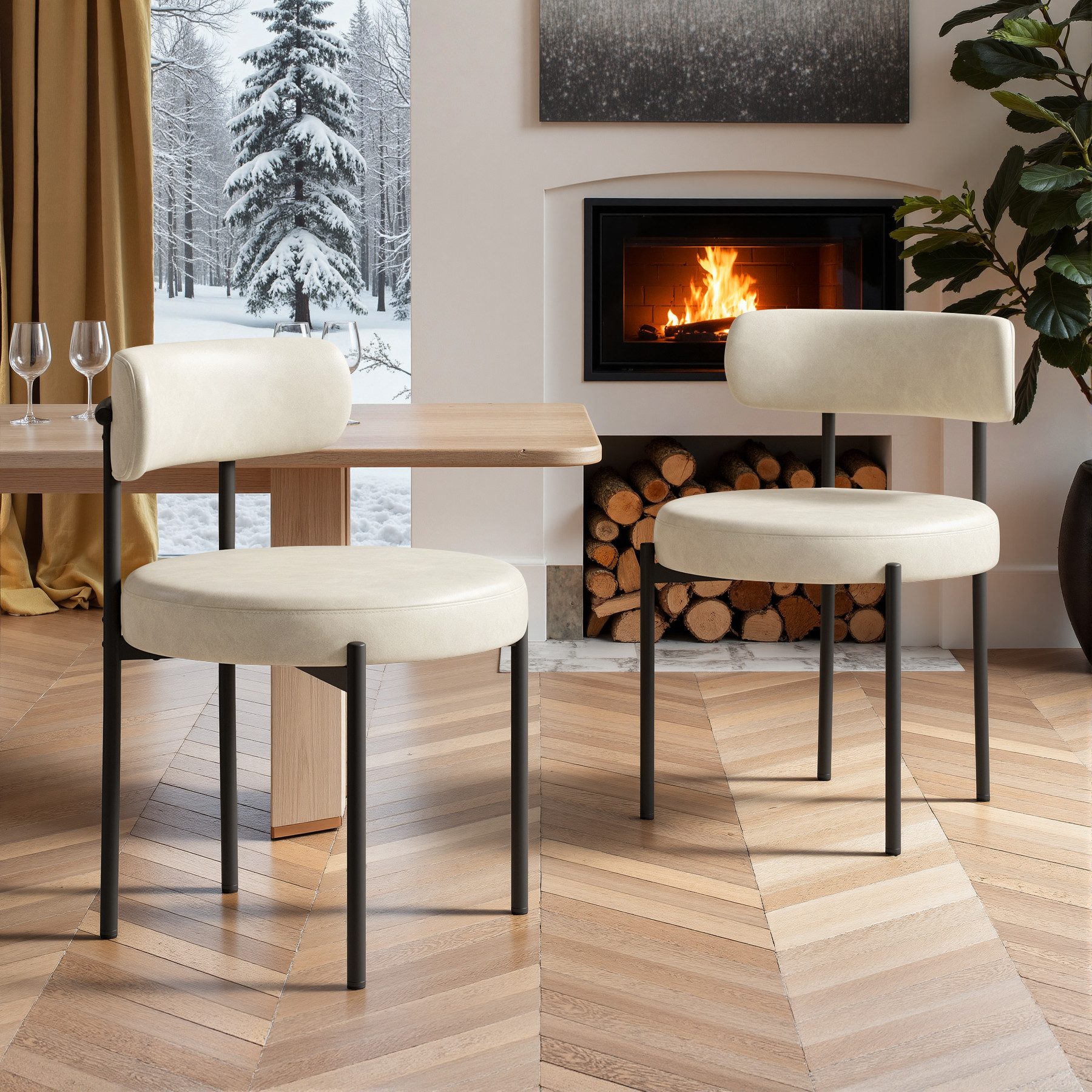 HawthyHome Esszimmerstuhl Runder Polsterstuhl mit Metallgestell, Wohnzimmerstuhl, Küchenstuhl (2 St), 2er Set