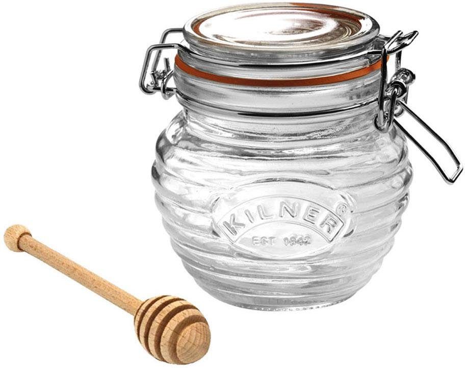 KILNER Honigglas, Glas, (1-tlg), inkl. Honigportionierer | Honiggläser