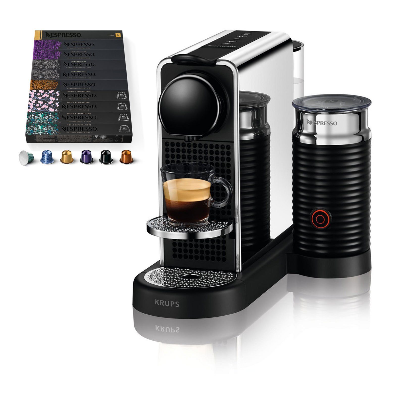 Krups Kapselmaschine XN630 Citiz Platinum & Milk, 100 ORIGINALE ...