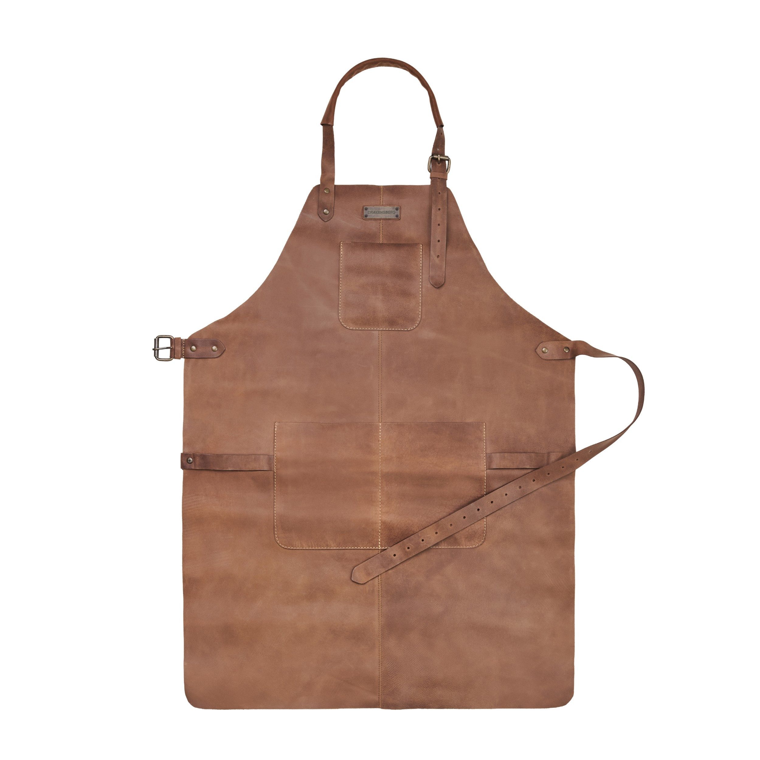 DRAKENSBERG Grillschürze Herren»Bob« (M-XL) Havanna-Braun, Premium Leder-Kochschürze, Universalgröße, verstellbar von M-XL