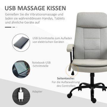 Vinsetto Schreibtischstuhl Massagestuhl (Set, 1 St), Massagebürostuhl höhenverstellbar Lendenwirbelsäulenmassage Beige