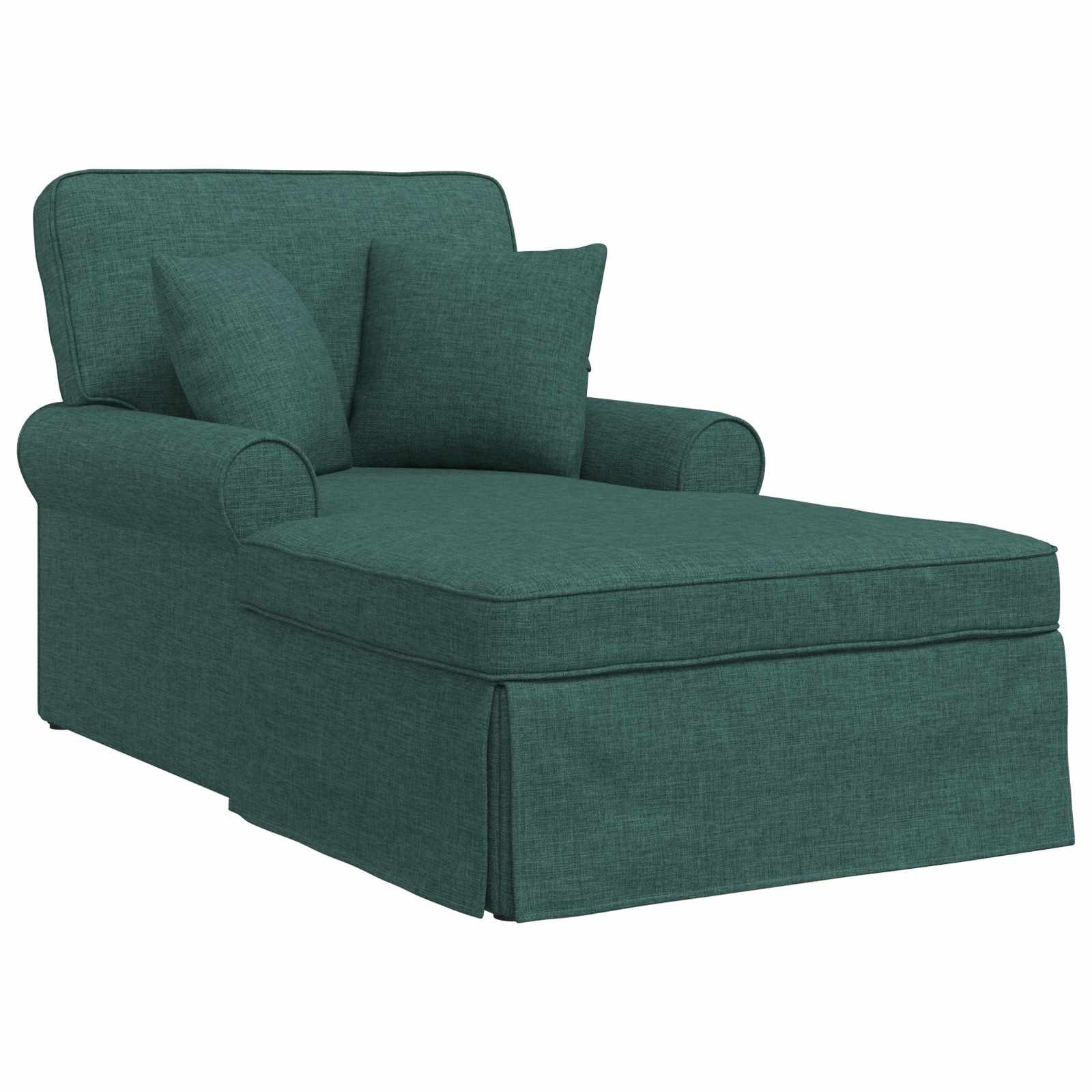 vidaXL Chaiselongue Chaise Lounge mit Rock mit Kissen 3 pcs Dunkelgrün Stoff, 3 Teile