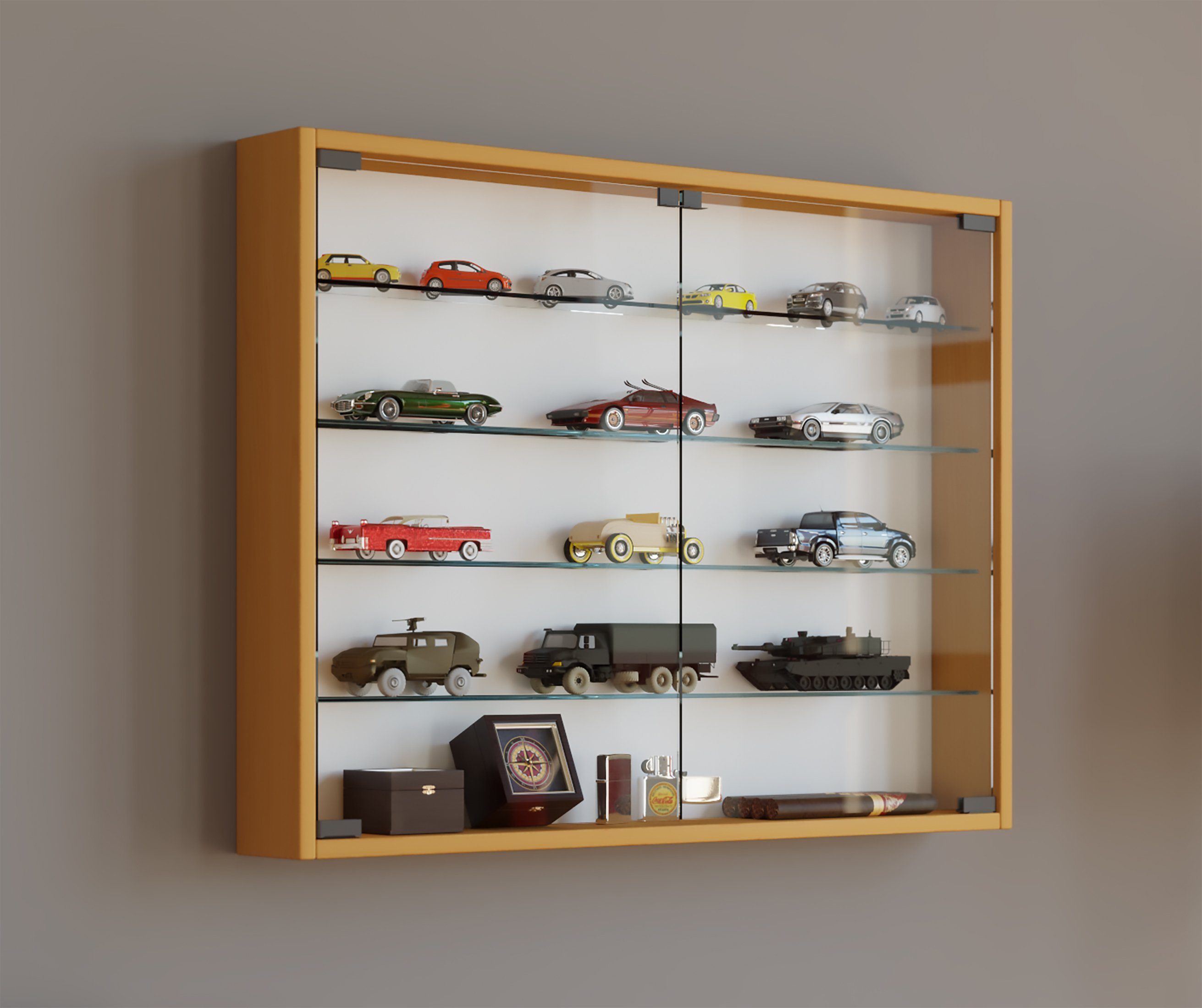 VCM Hängevitrine Mandosa B. 80 x T. 10 x H. 60 cm Präsentation und Aufbewahrung von Sammlerstücken, Wohnzimmer oder Büro – Bild 3 von 5