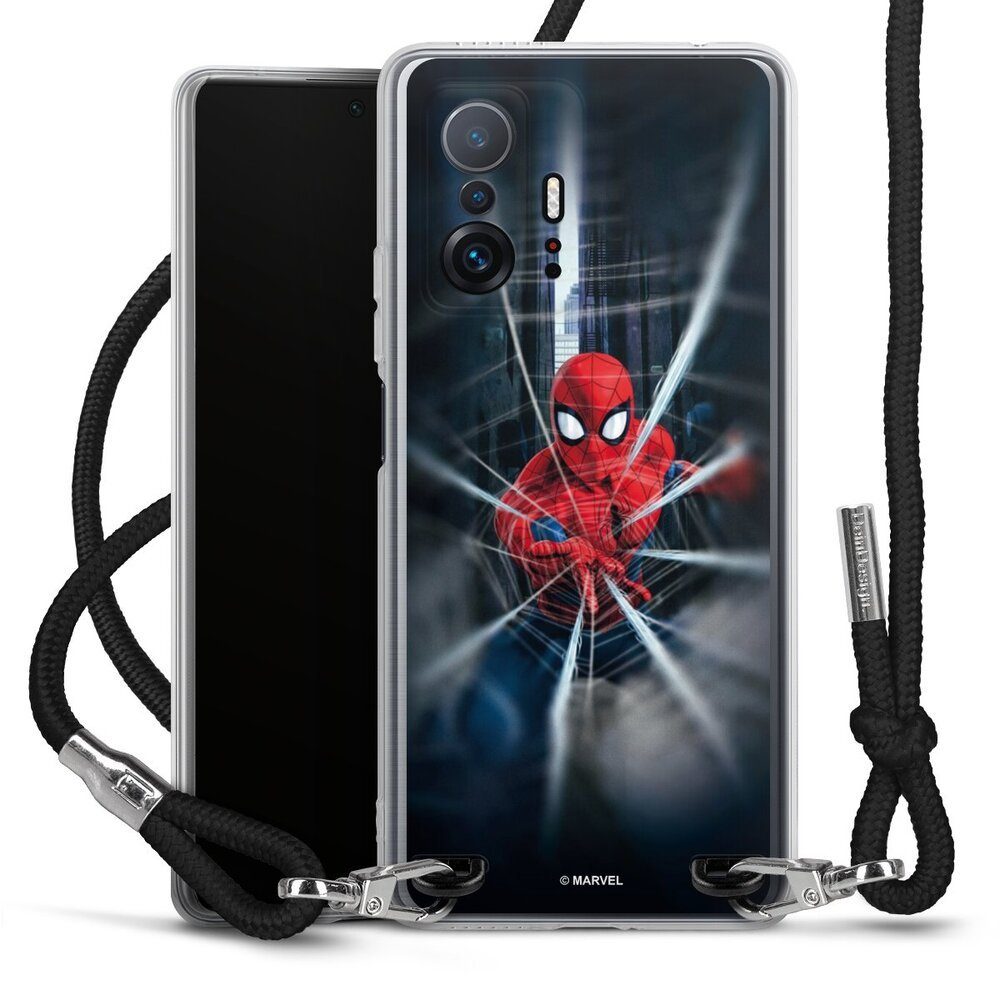 DeinDesign Handyhülle Marvel Spider-Man Kinofilm Spider-Man Webs In Action, Xiaomi 11T Pro 5G Handykette Hülle mit Band Case zum Umhängen