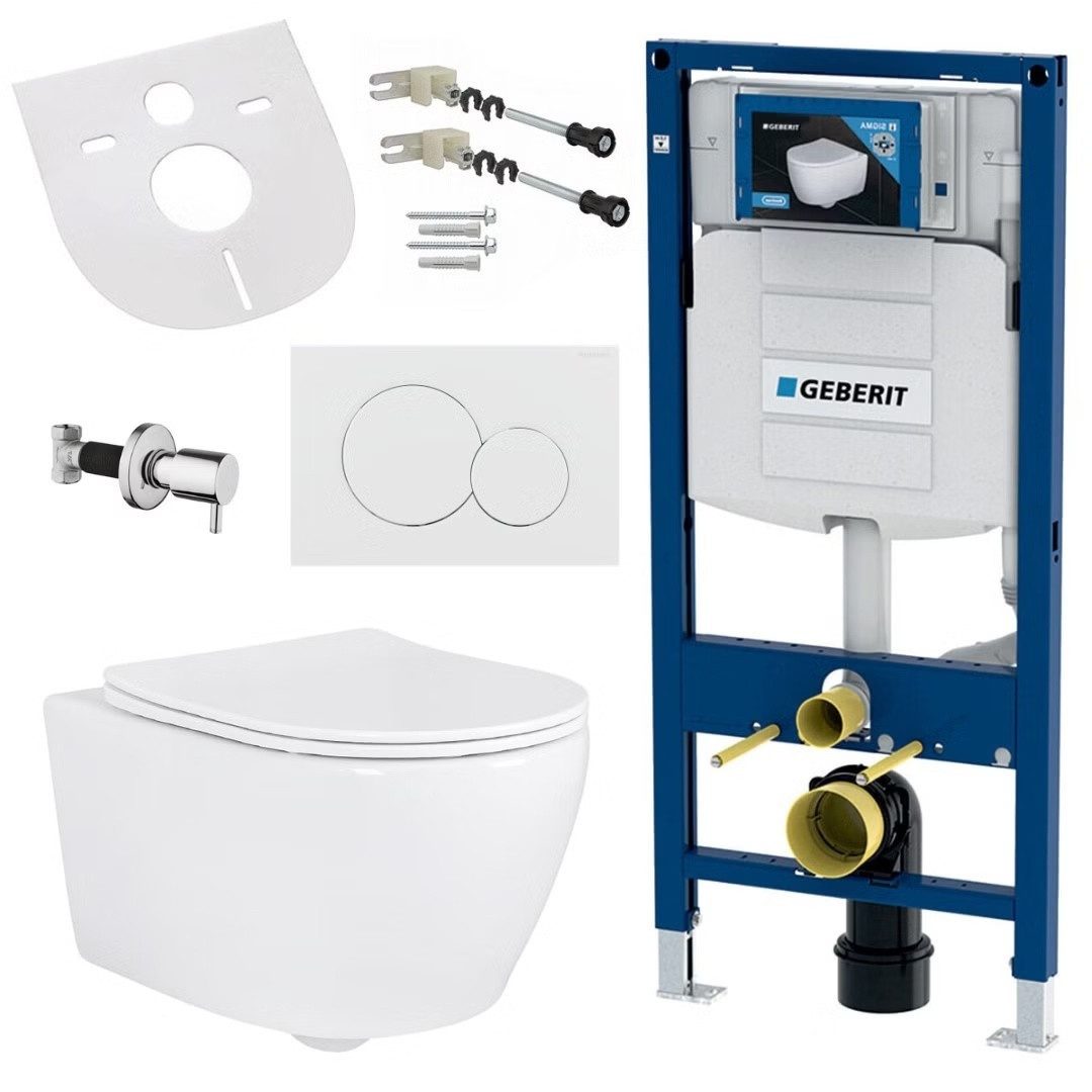 GEBERIT Tiefspül-WC GEBERIT-AL5512-SET, Geberit Hänge Wand Dusch WC Spülrandlos Toilette Taharet/Bidet